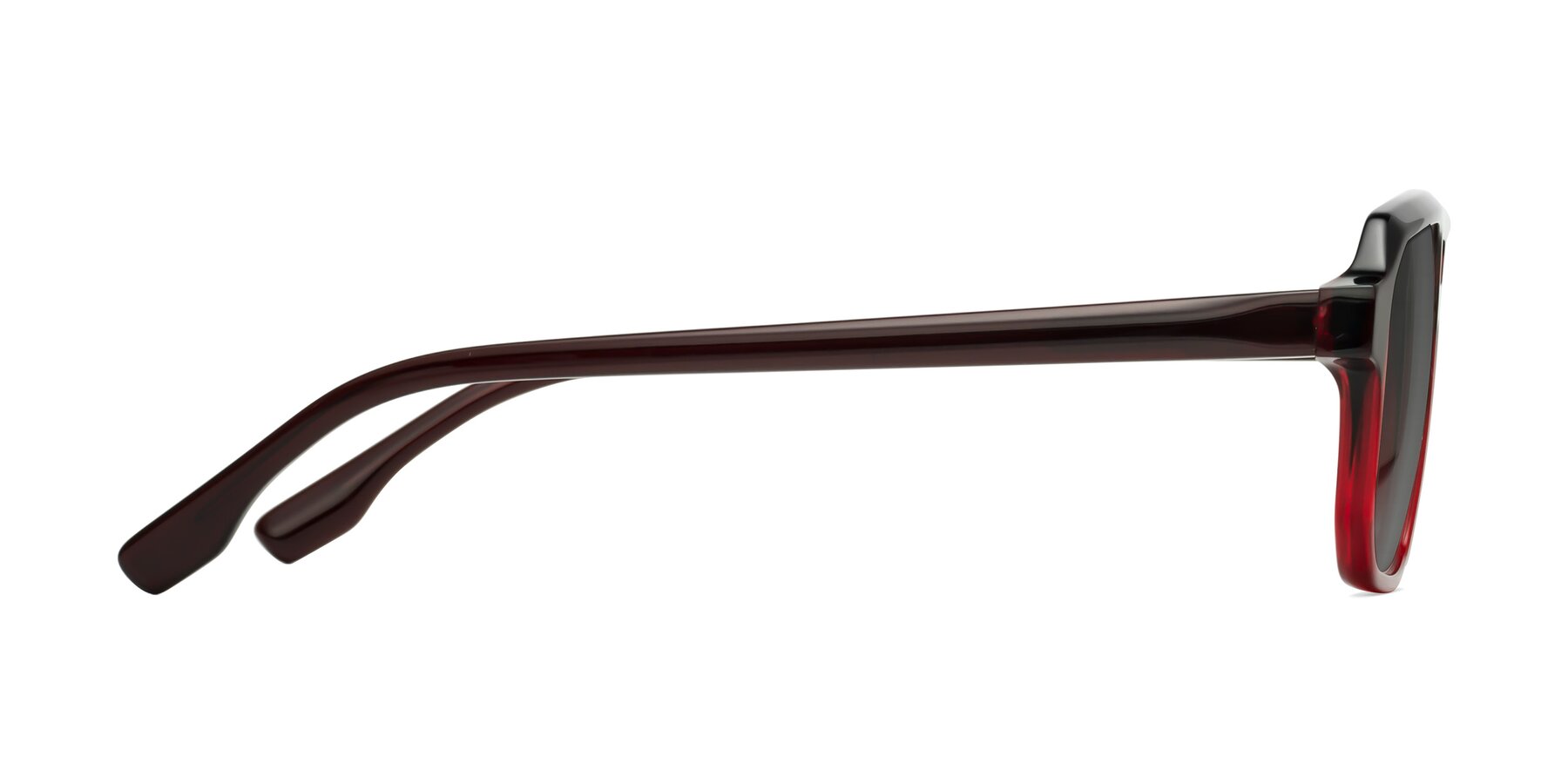 Side of DeMiko in Gradient Wine with Medium Gray Tinted Lenses