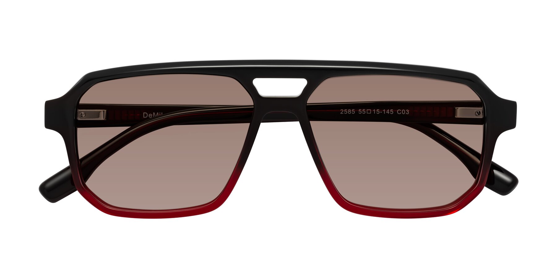 Folded Front of DeMiko in Gradient Wine with Medium Brown Tinted Lenses