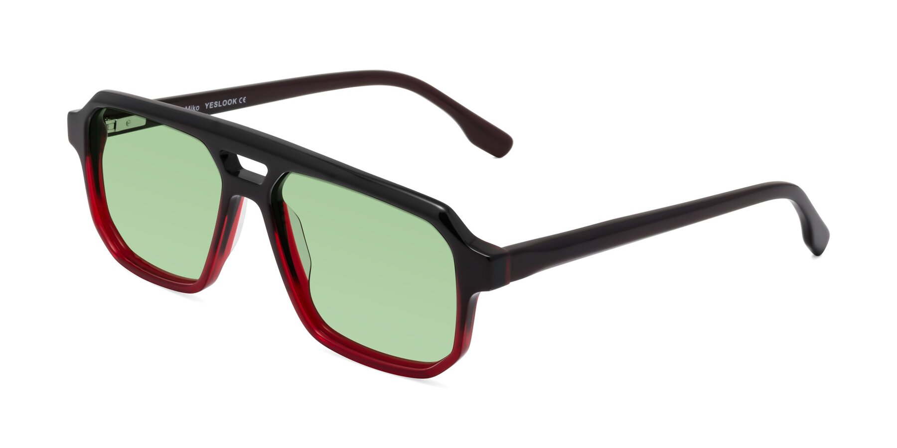 Angle of DeMiko in Gradient Wine with Medium Green Tinted Lenses