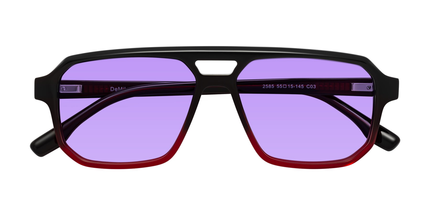 Folded Front of DeMiko in Gradient Wine with Medium Purple Tinted Lenses