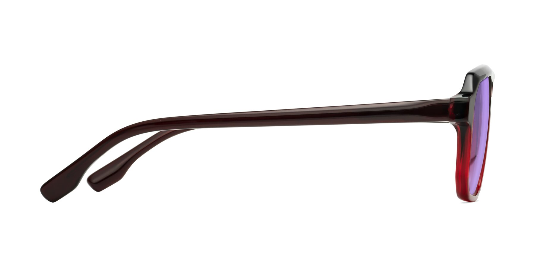 Side of DeMiko in Gradient Wine with Medium Purple Tinted Lenses