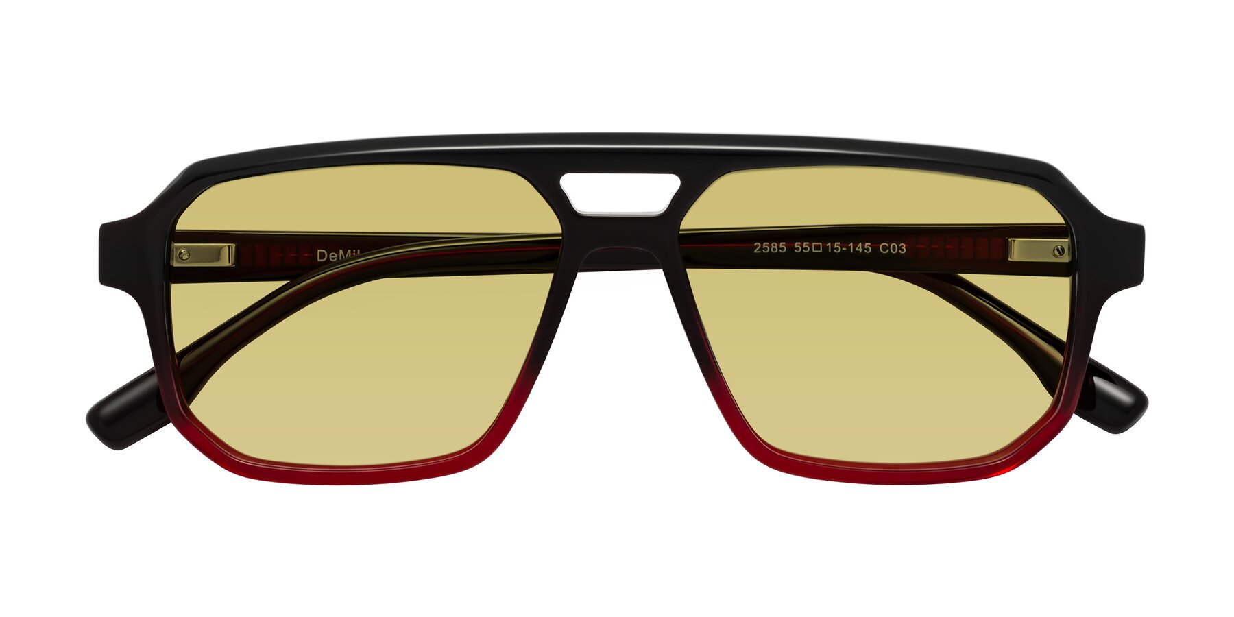 Folded Front of DeMiko in Gradient Wine with Medium Champagne Tinted Lenses