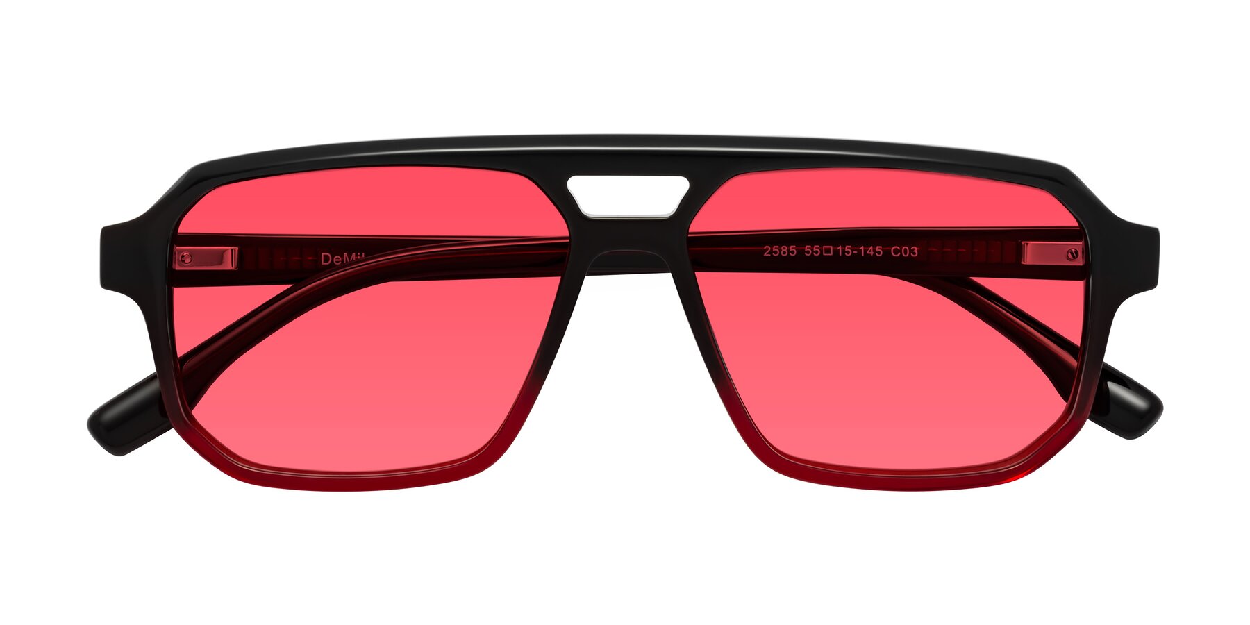 Folded Front of DeMiko in Gradient Wine with Red Tinted Lenses