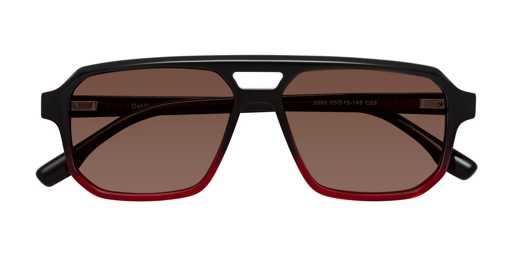 Folded Front of DeMiko in Gradient Wine with Brown Tinted Lenses