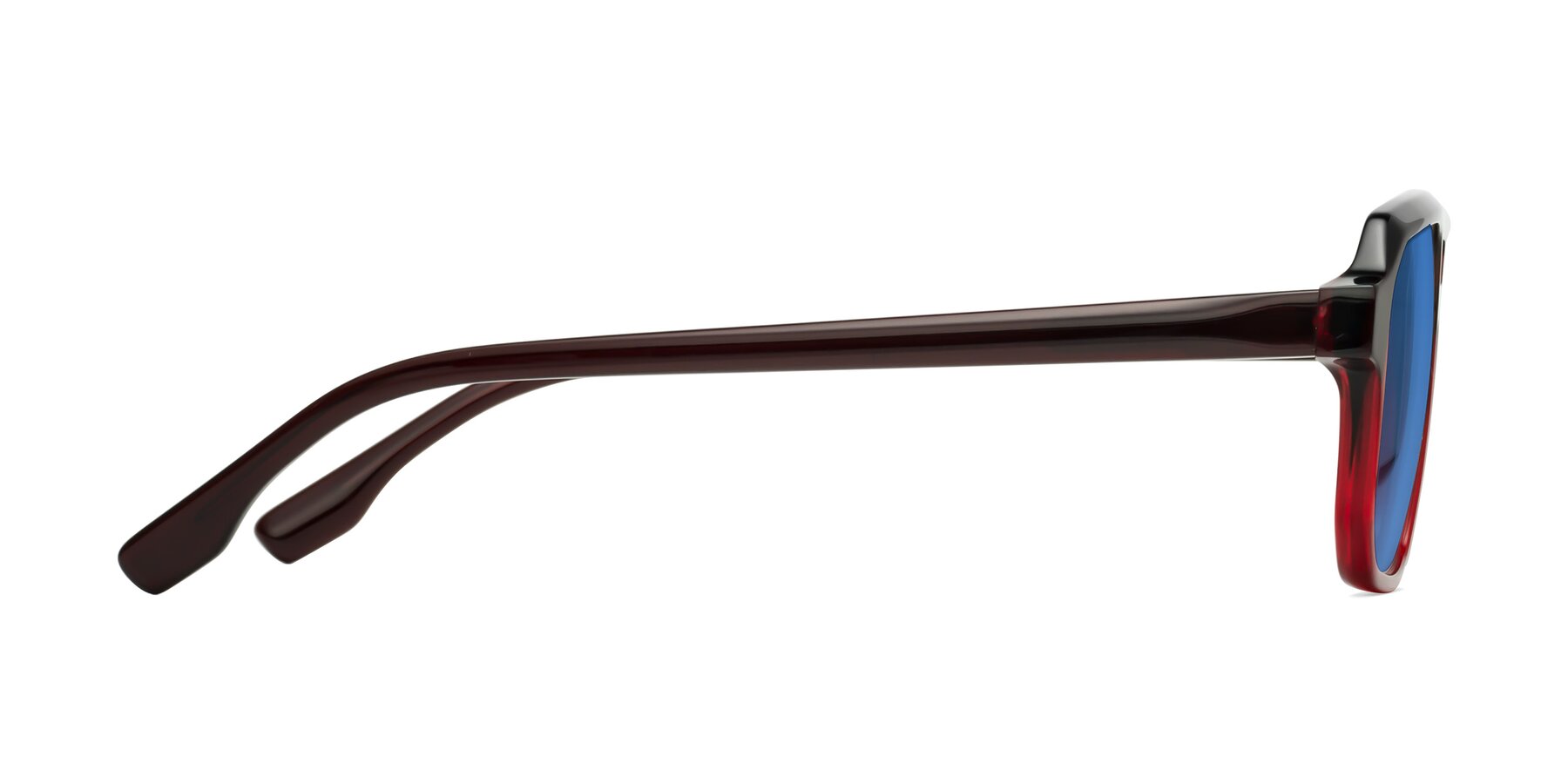 Side of DeMiko in Gradient Wine with Blue Tinted Lenses