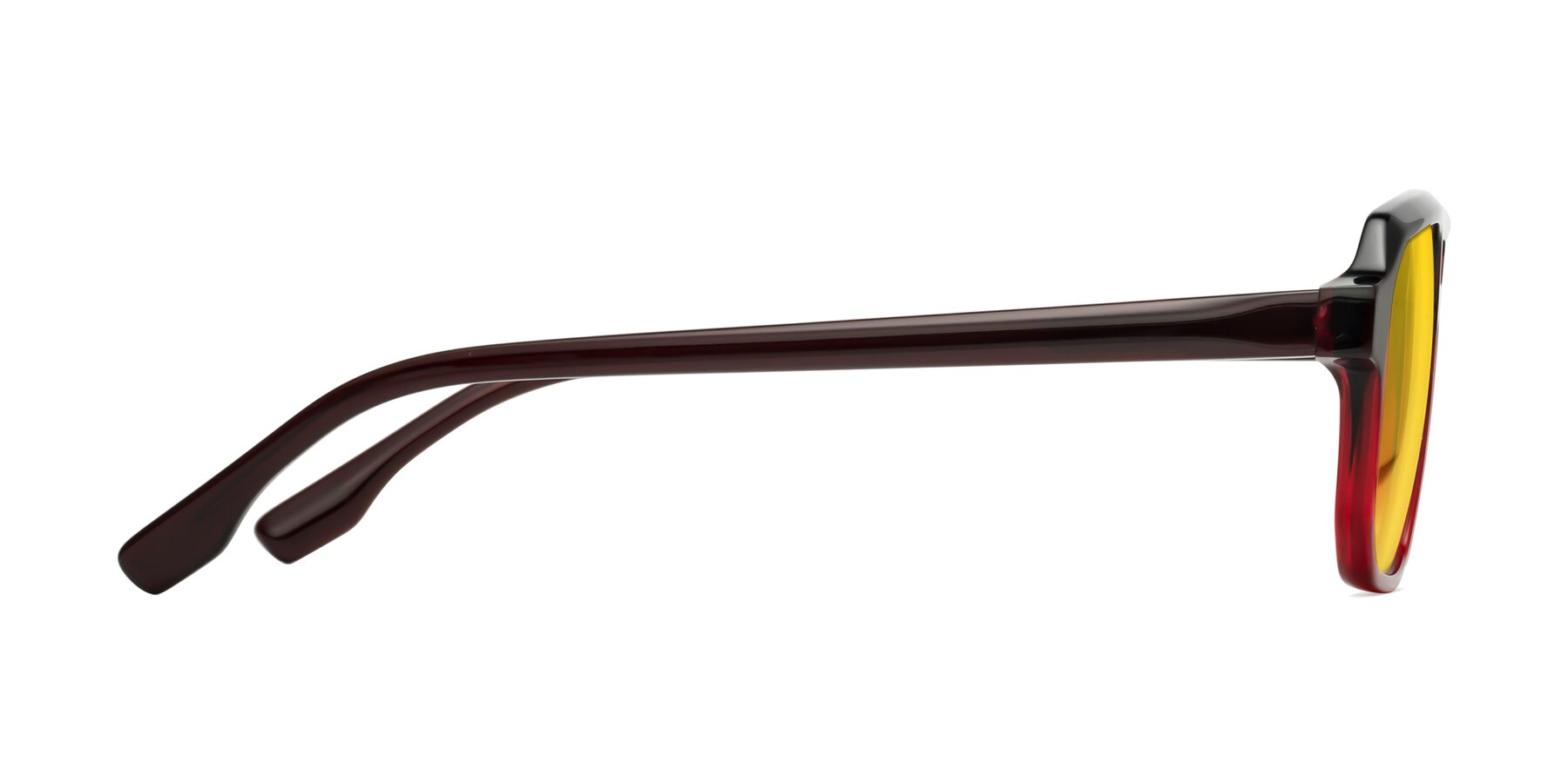 Side of DeMiko in Gradient Wine with Yellow Tinted Lenses