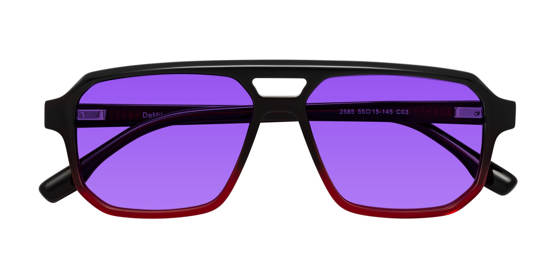 Folded Front of DeMiko in Gradient Wine with Purple Tinted Lenses