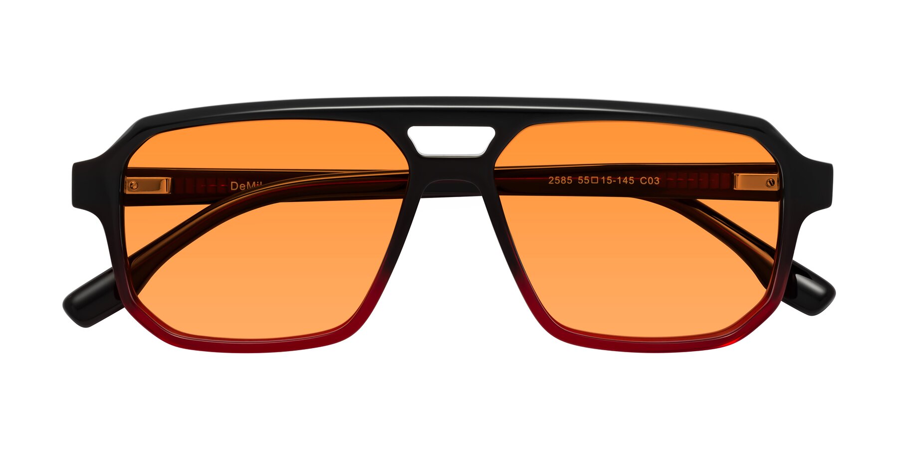 Folded Front of DeMiko in Gradient Wine with Orange Tinted Lenses