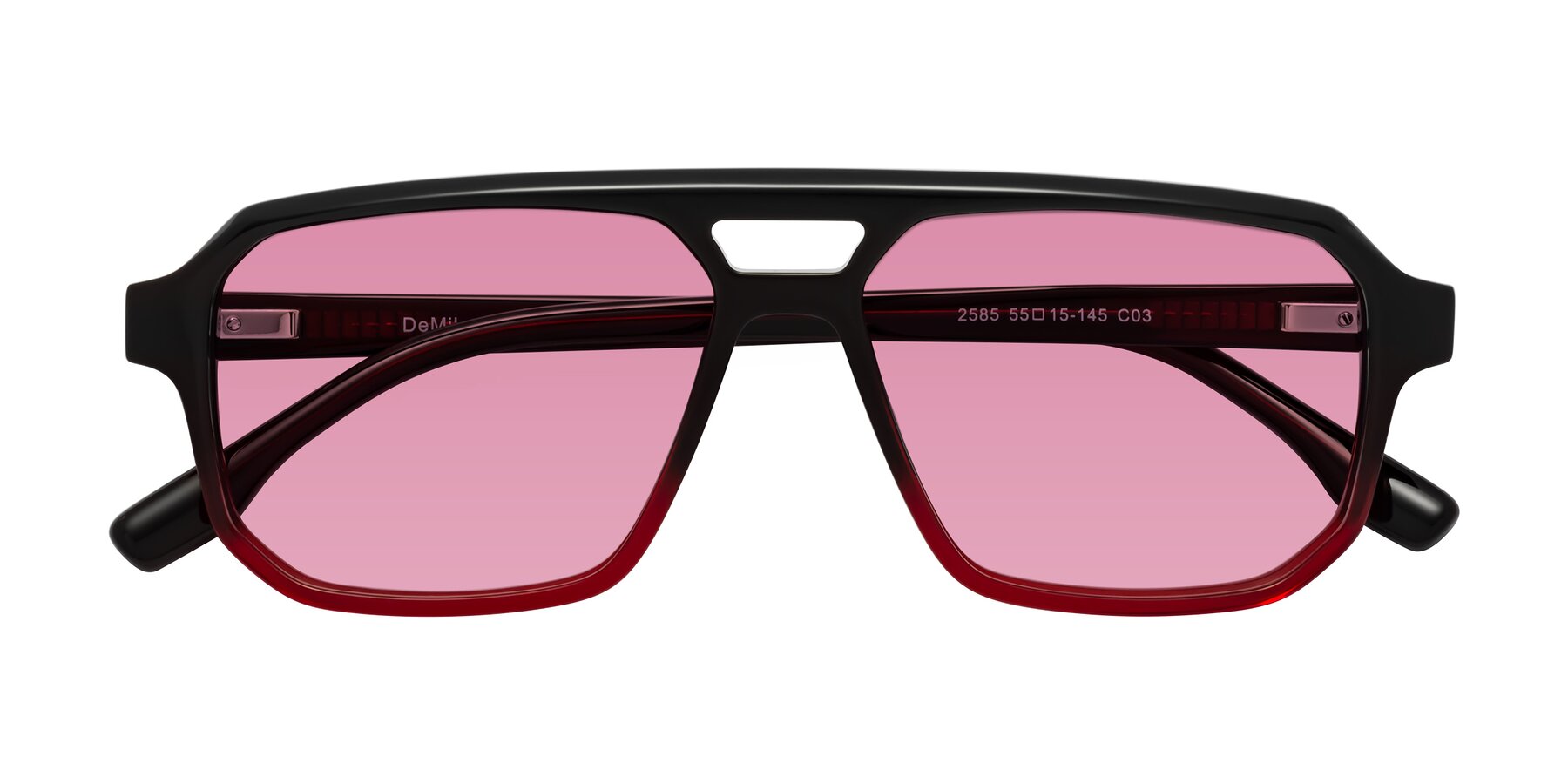 Folded Front of DeMiko in Gradient Wine with Medium Wine Tinted Lenses