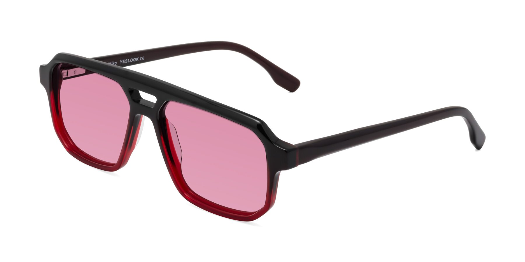 Angle of DeMiko in Gradient Wine with Medium Wine Tinted Lenses