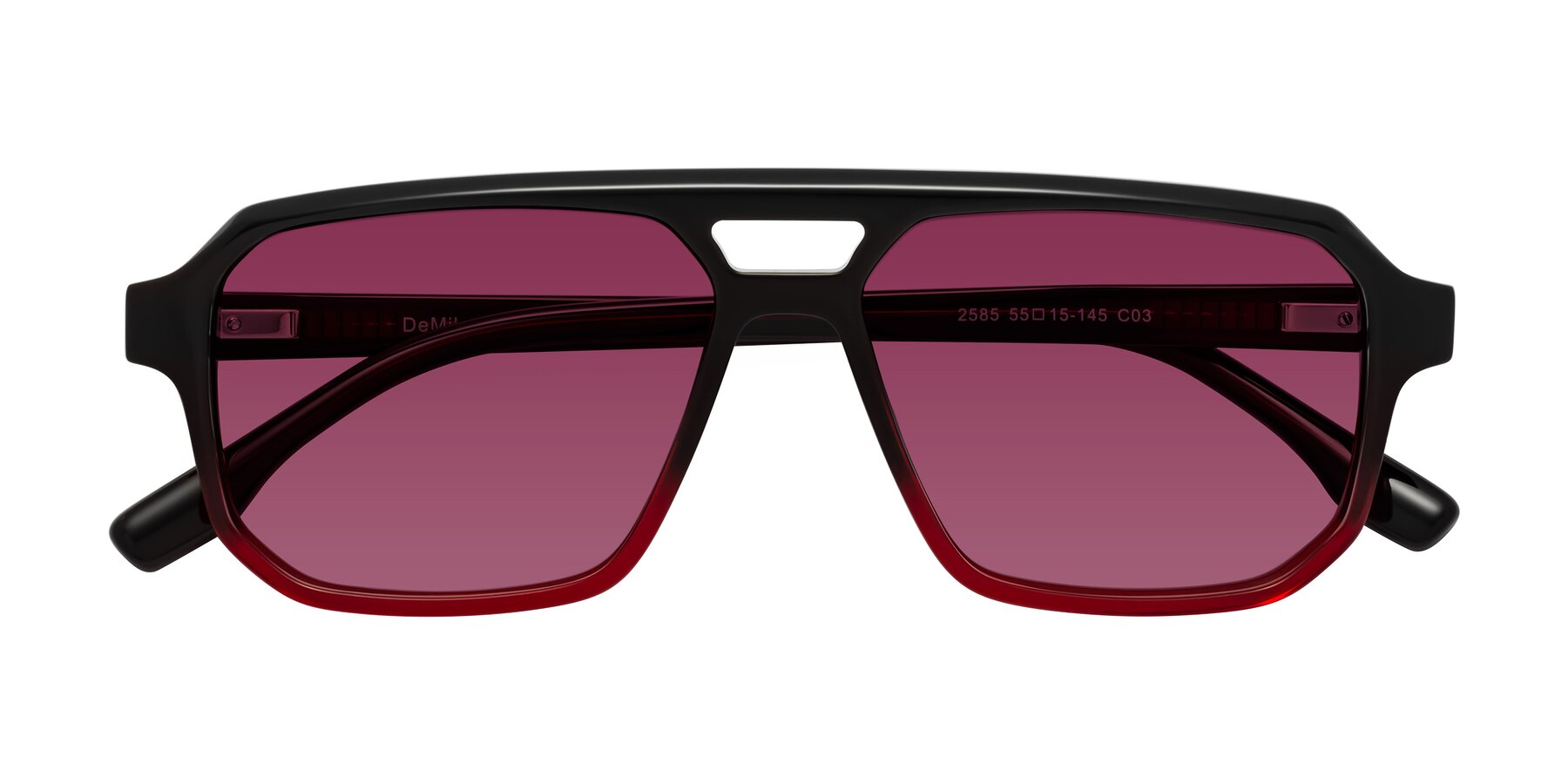 Folded Front of DeMiko in Gradient Wine with Wine Tinted Lenses