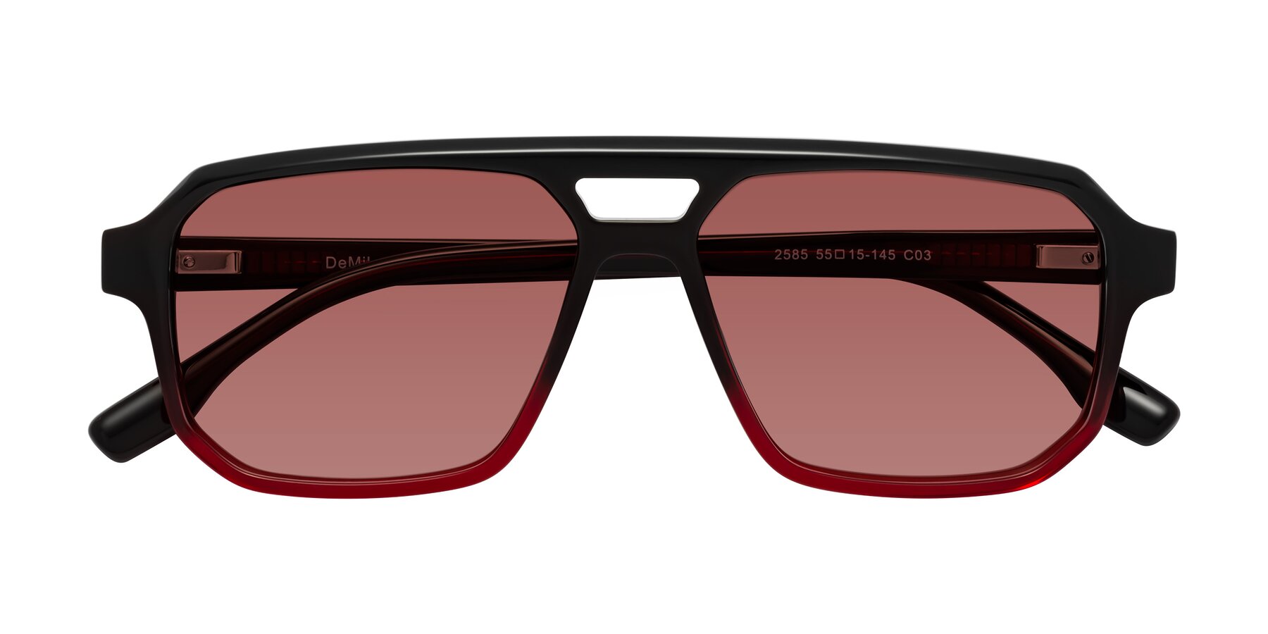 Folded Front of DeMiko in Gradient Wine with Garnet Tinted Lenses