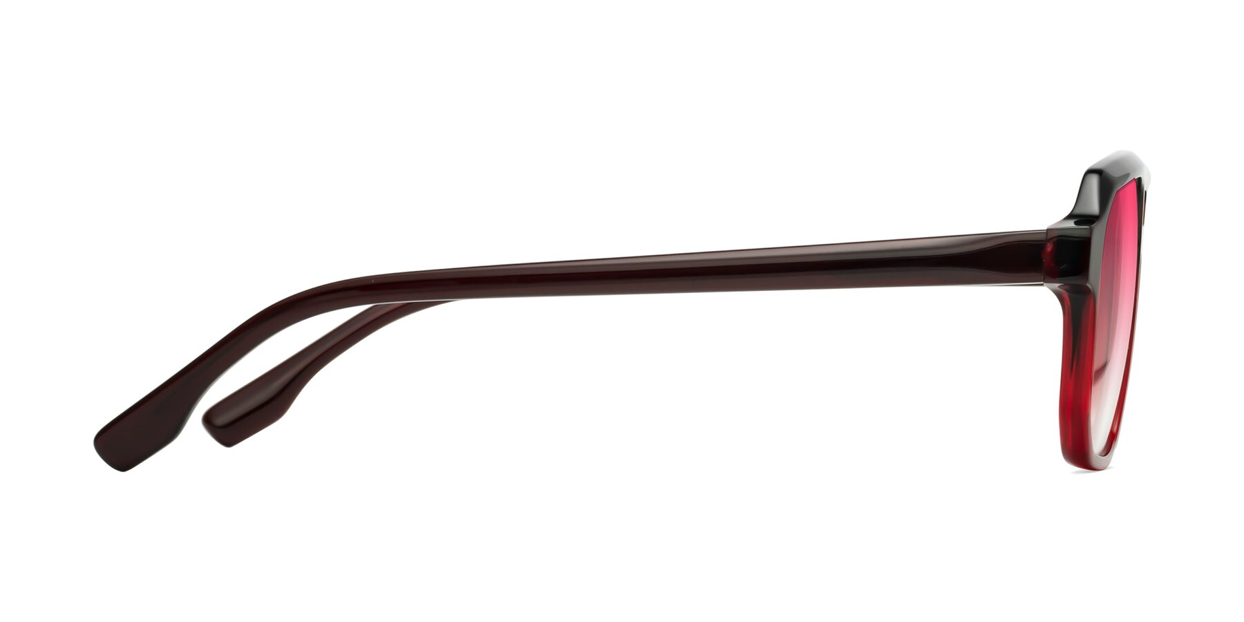 Side of DeMiko in Gradient Wine with Pink Gradient Lenses