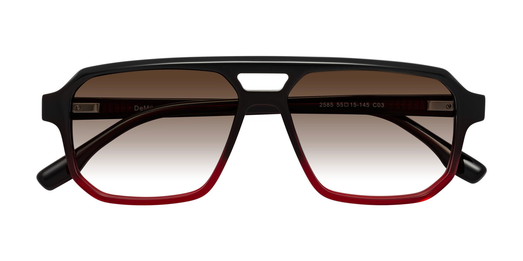 Folded Front of DeMiko in Gradient Wine with Brown Gradient Lenses