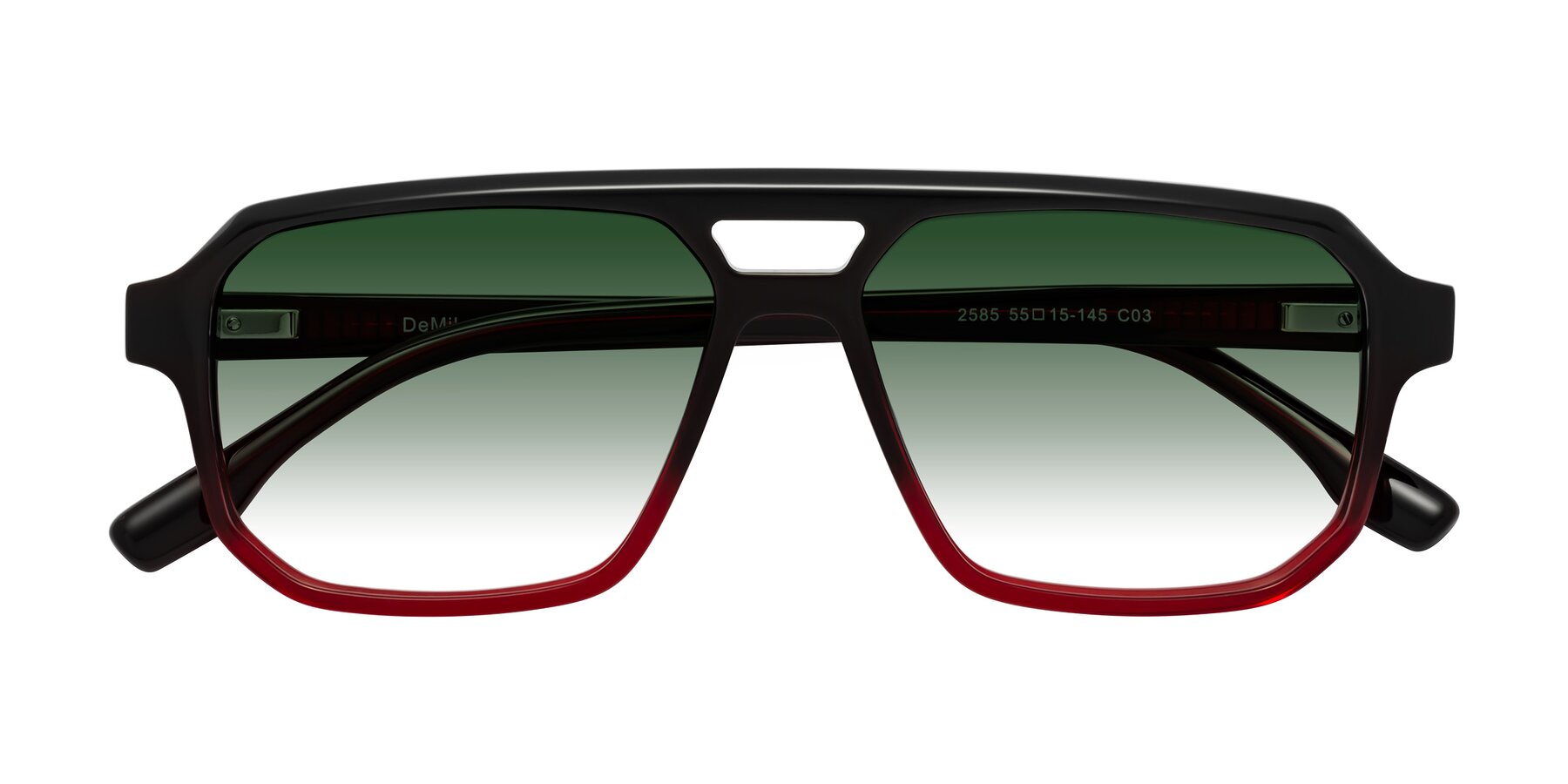 Folded Front of DeMiko in Gradient Wine with Green Gradient Lenses