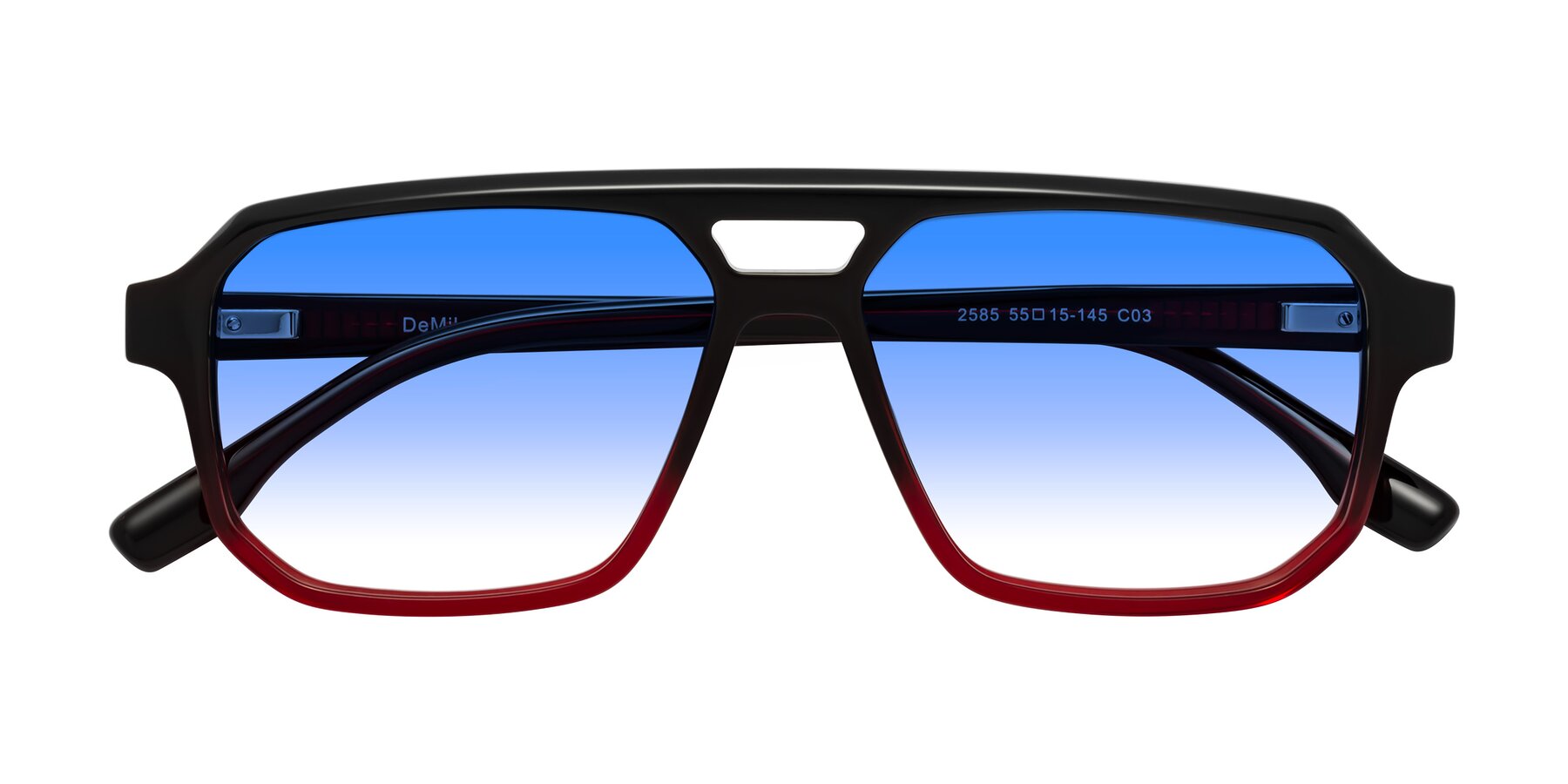 Folded Front of DeMiko in Gradient Wine with Blue Gradient Lenses