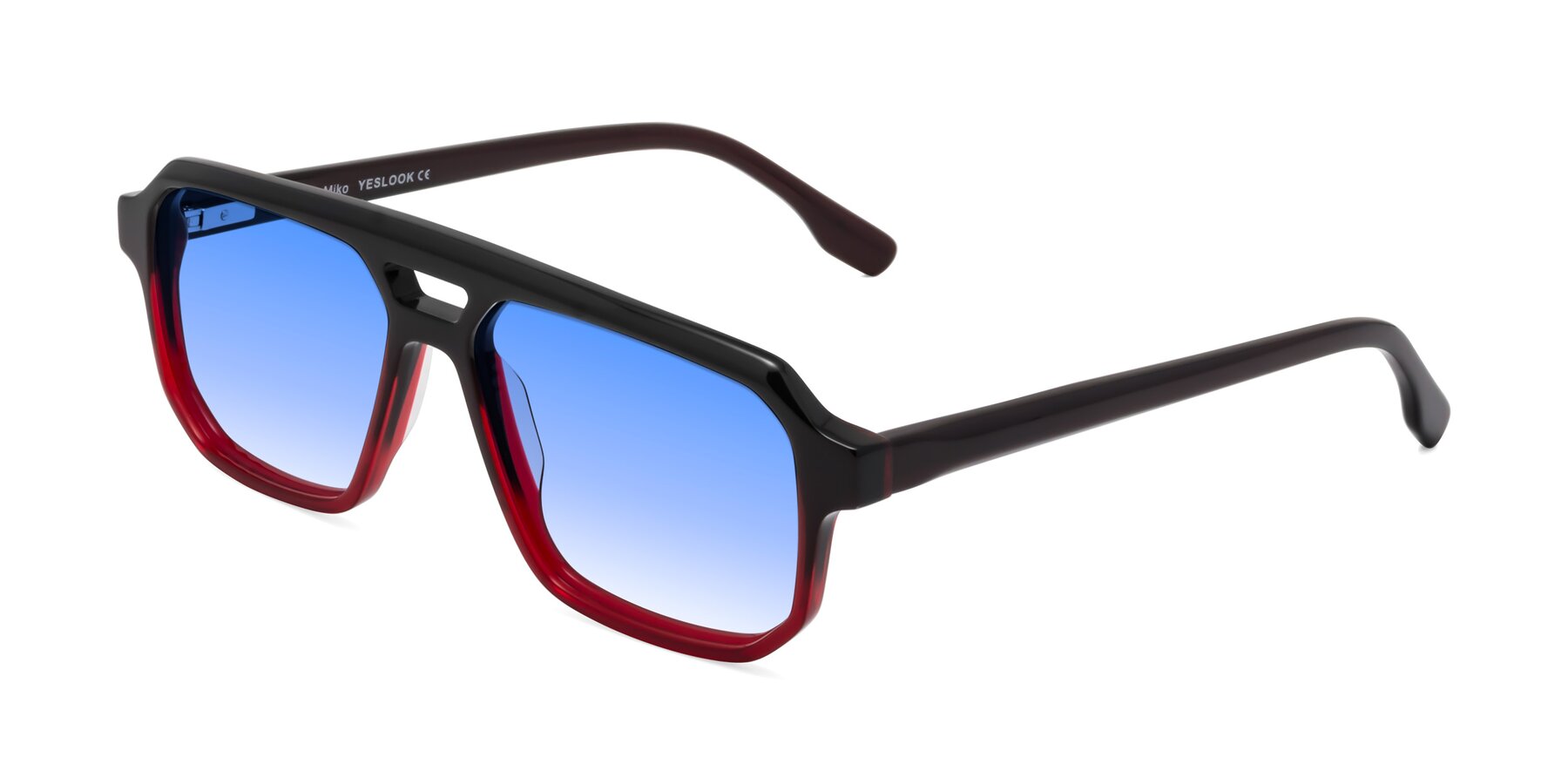 Angle of DeMiko in Gradient Wine with Blue Gradient Lenses