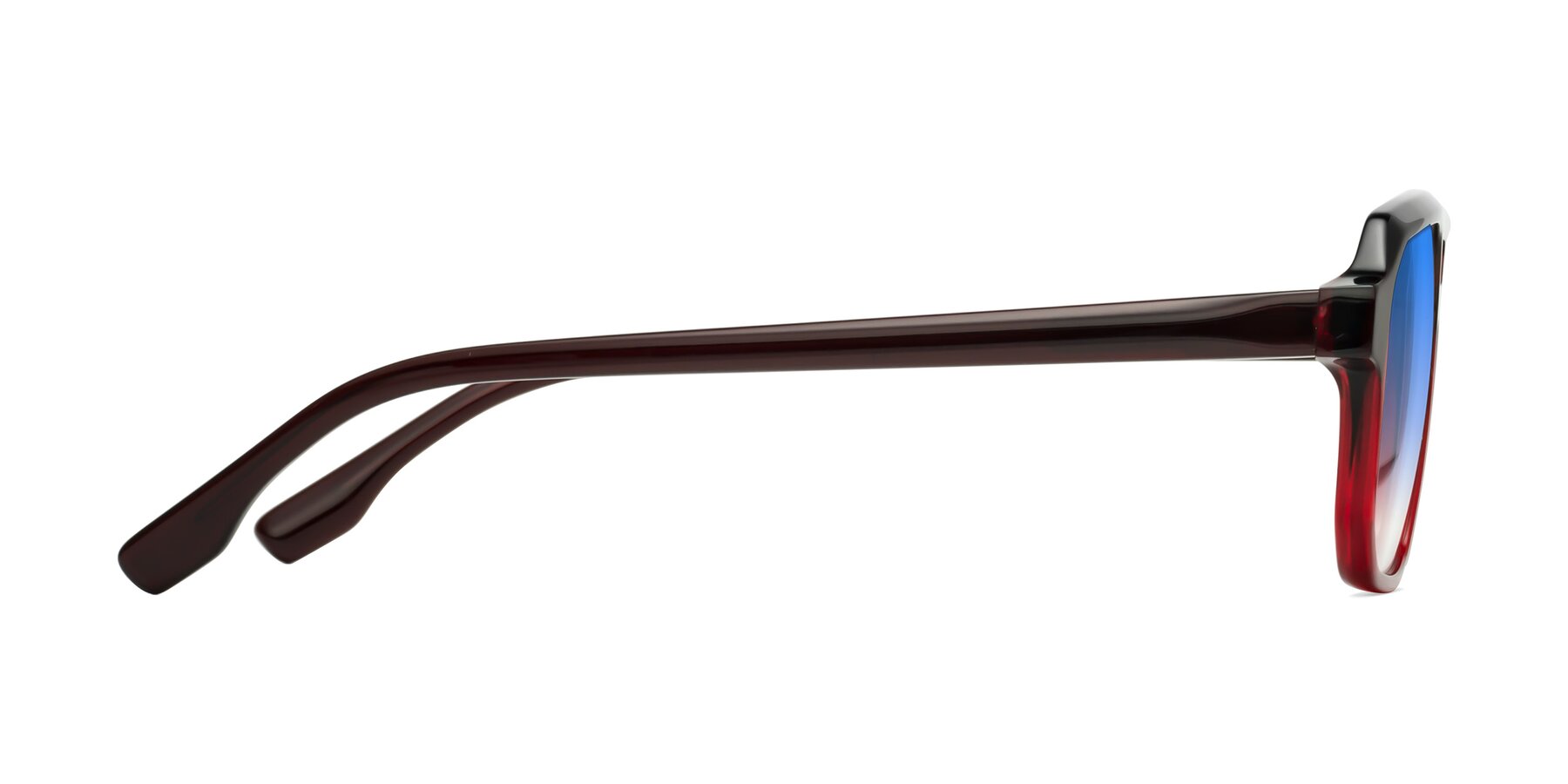 Side of DeMiko in Gradient Wine with Blue Gradient Lenses