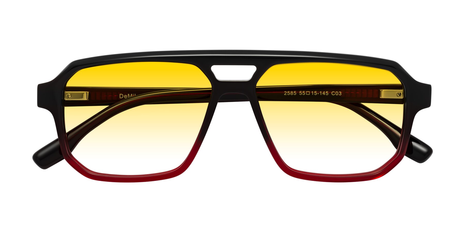 Folded Front of DeMiko in Gradient Wine with Yellow Gradient Lenses
