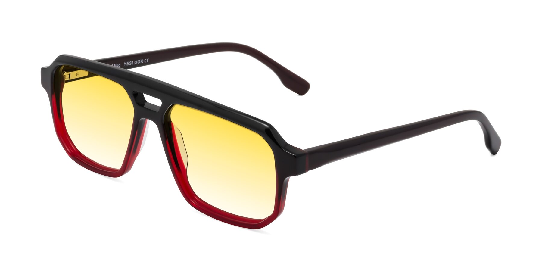 Angle of DeMiko in Gradient Wine with Yellow Gradient Lenses
