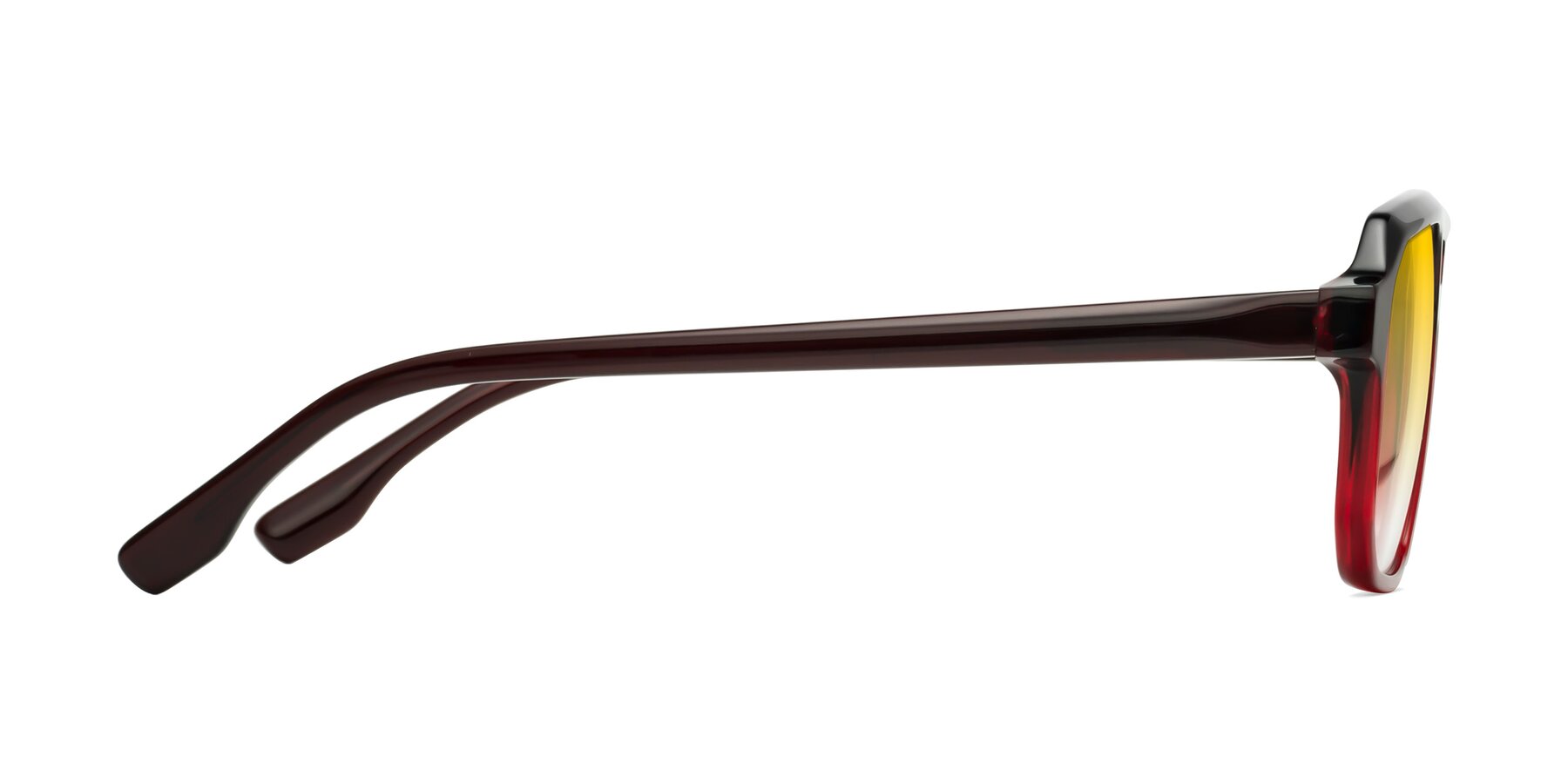 Side of DeMiko in Gradient Wine with Yellow Gradient Lenses