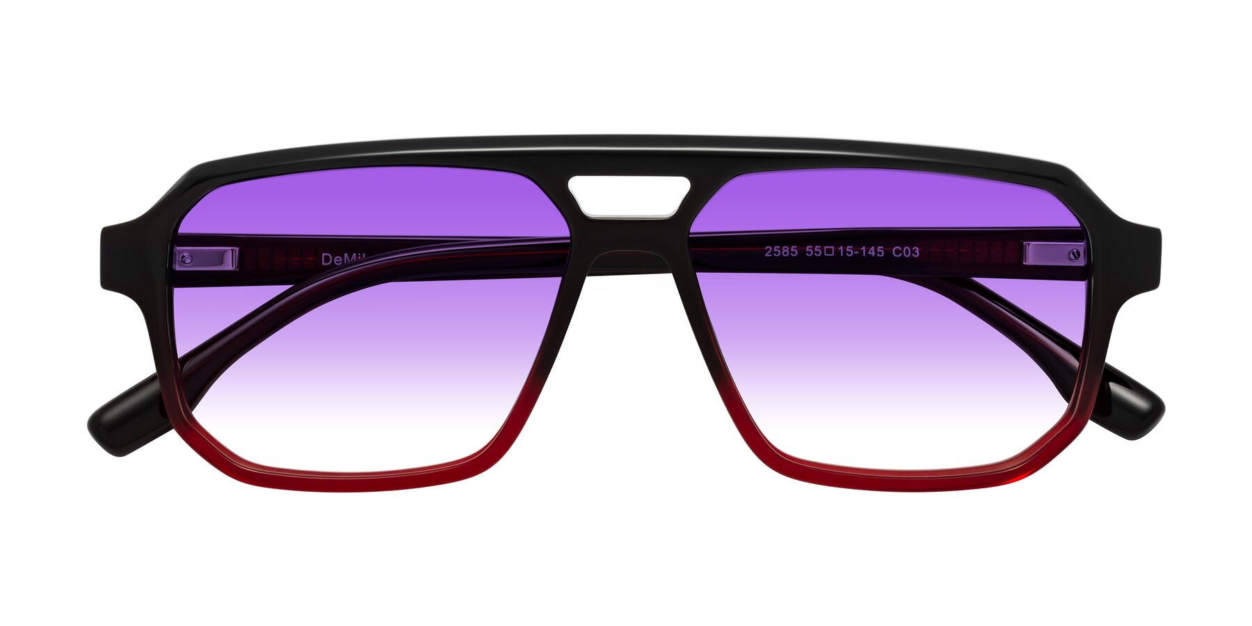 Folded Front of DeMiko in Gradient Wine with Purple Gradient Lenses