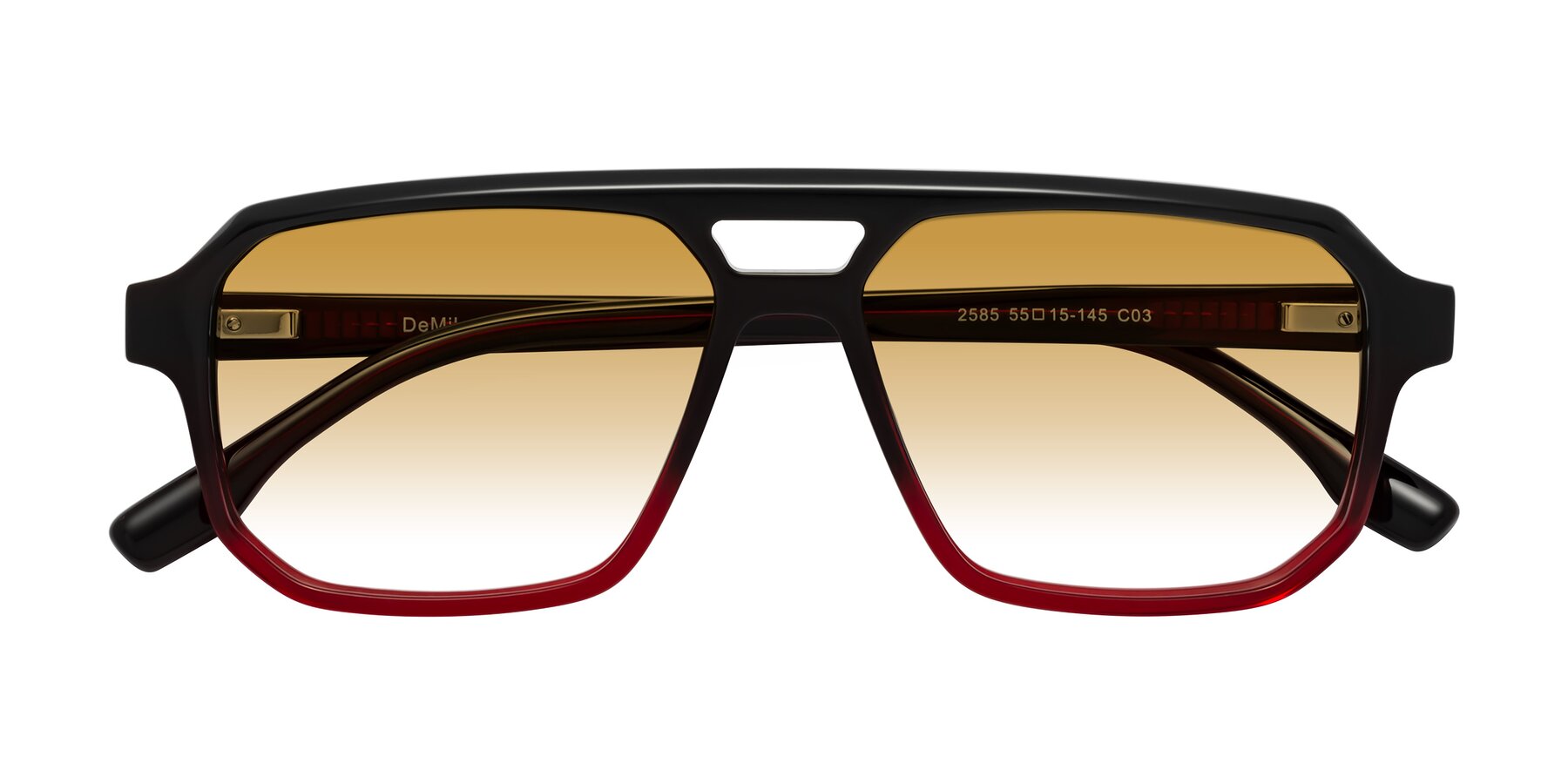 Folded Front of DeMiko in Gradient Wine with Champagne Gradient Lenses
