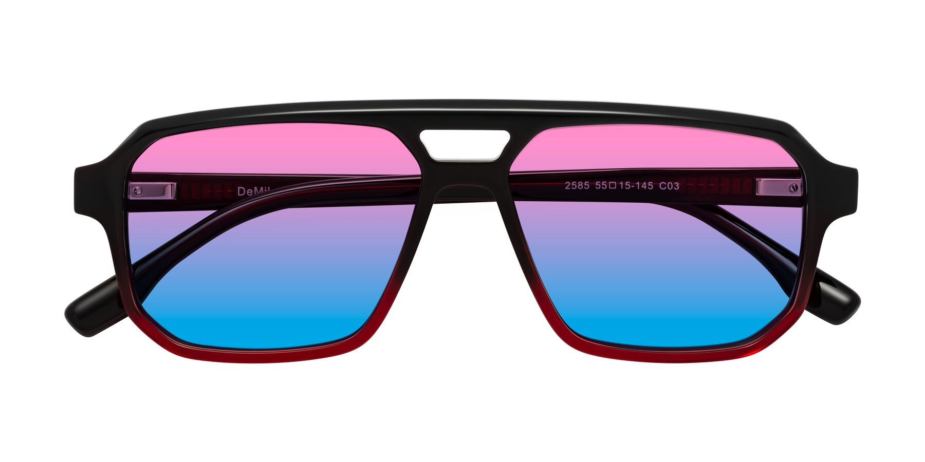 Folded Front of DeMiko in Gradient Wine with Pink / Blue Gradient Lenses