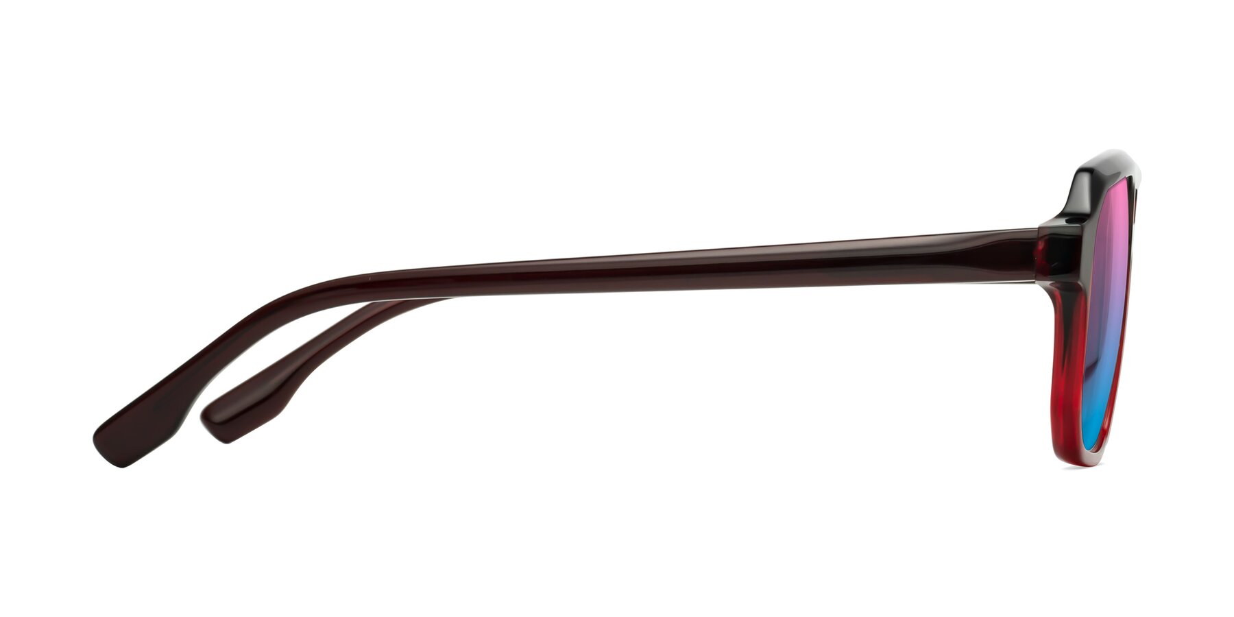 Side of DeMiko in Gradient Wine with Pink / Blue Gradient Lenses