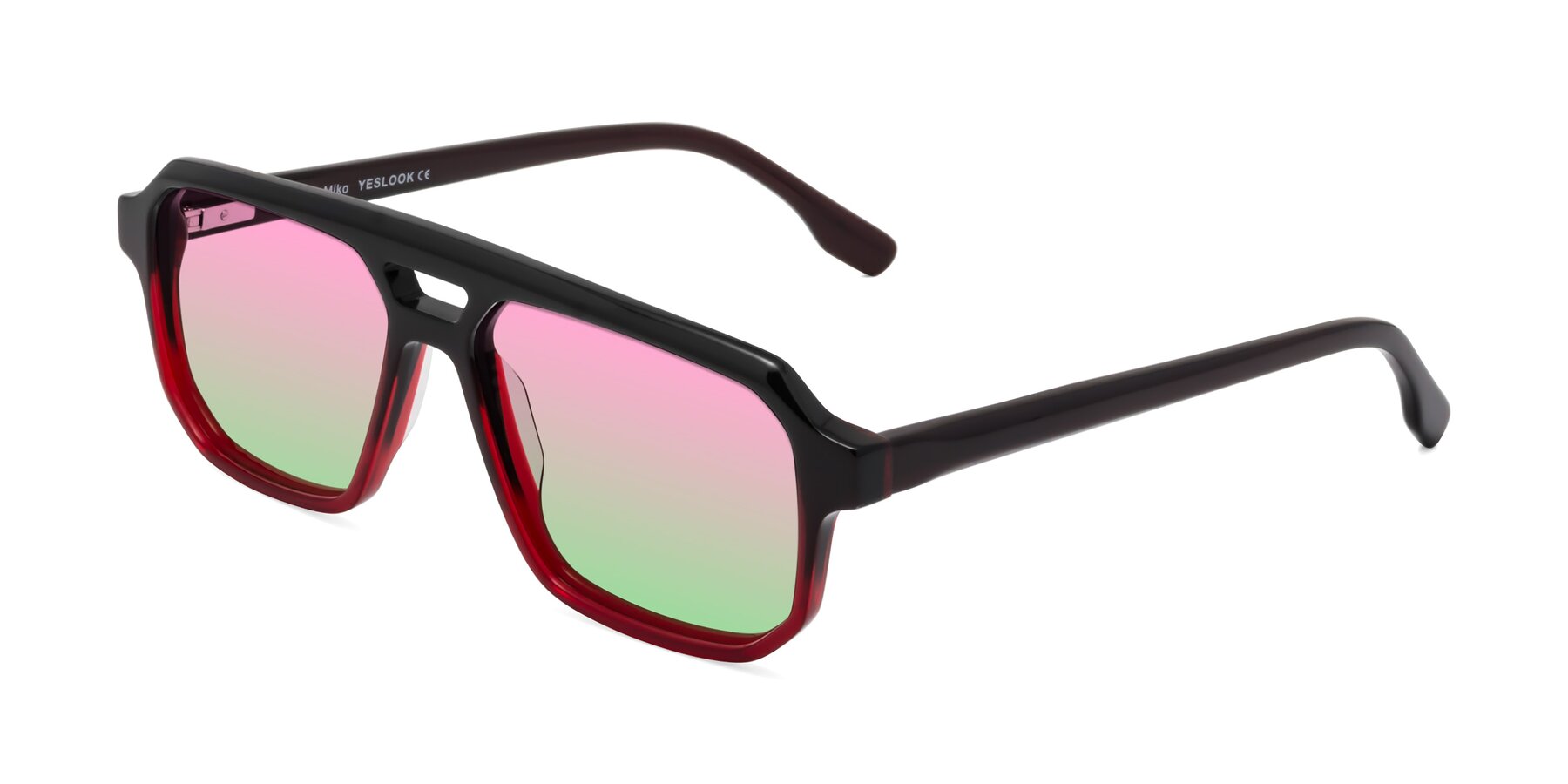 Angle of DeMiko in Gradient Wine with Pink / Green Gradient Lenses