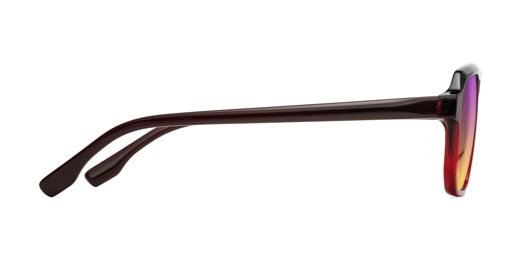 Side of DeMiko in Gradient Wine with Purple / Yellow Gradient Lenses