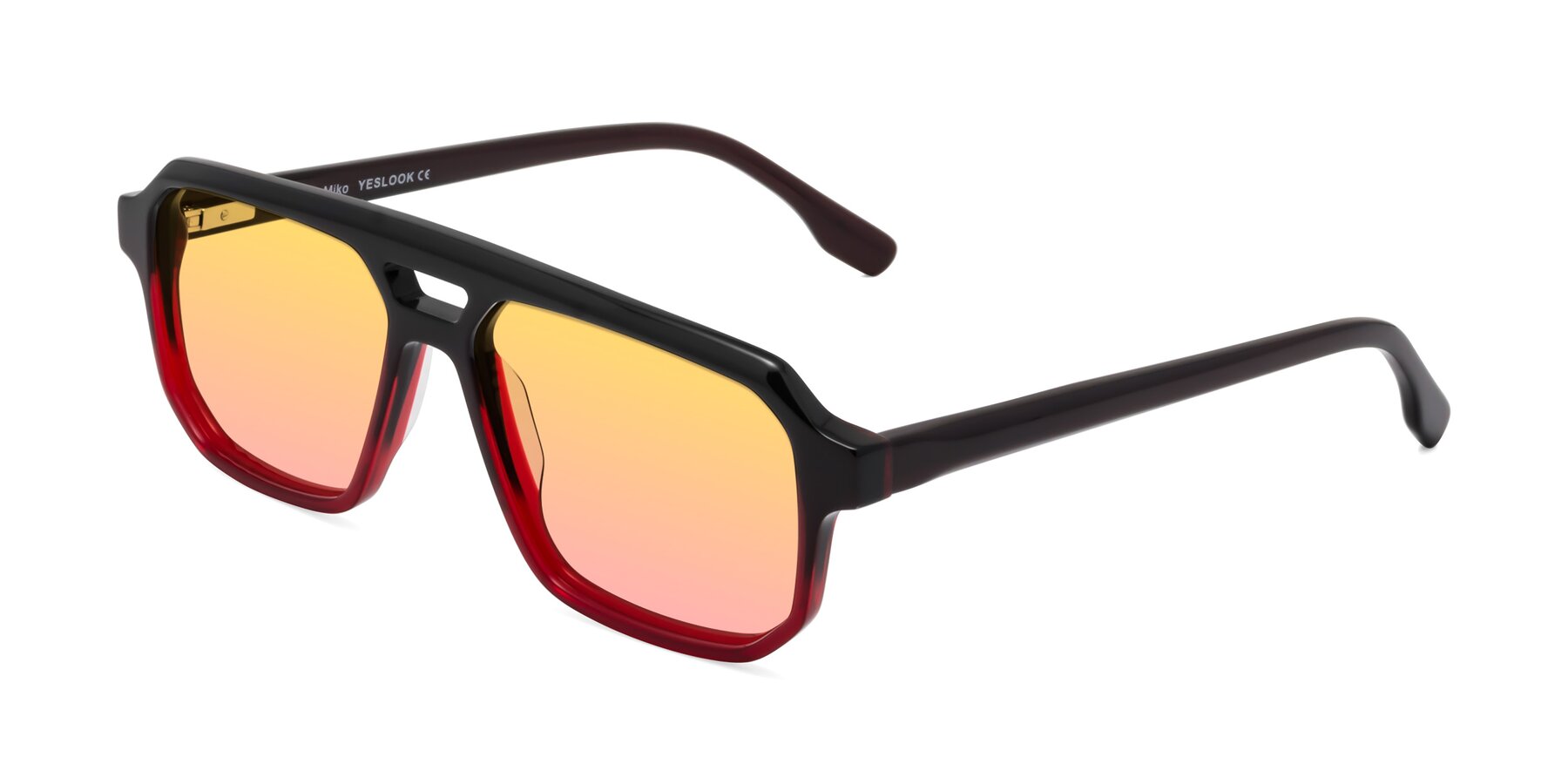 Angle of DeMiko in Gradient Wine with Yellow / Pink Gradient Lenses