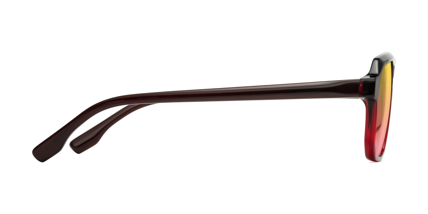 Side of DeMiko in Gradient Wine with Yellow / Pink Gradient Lenses