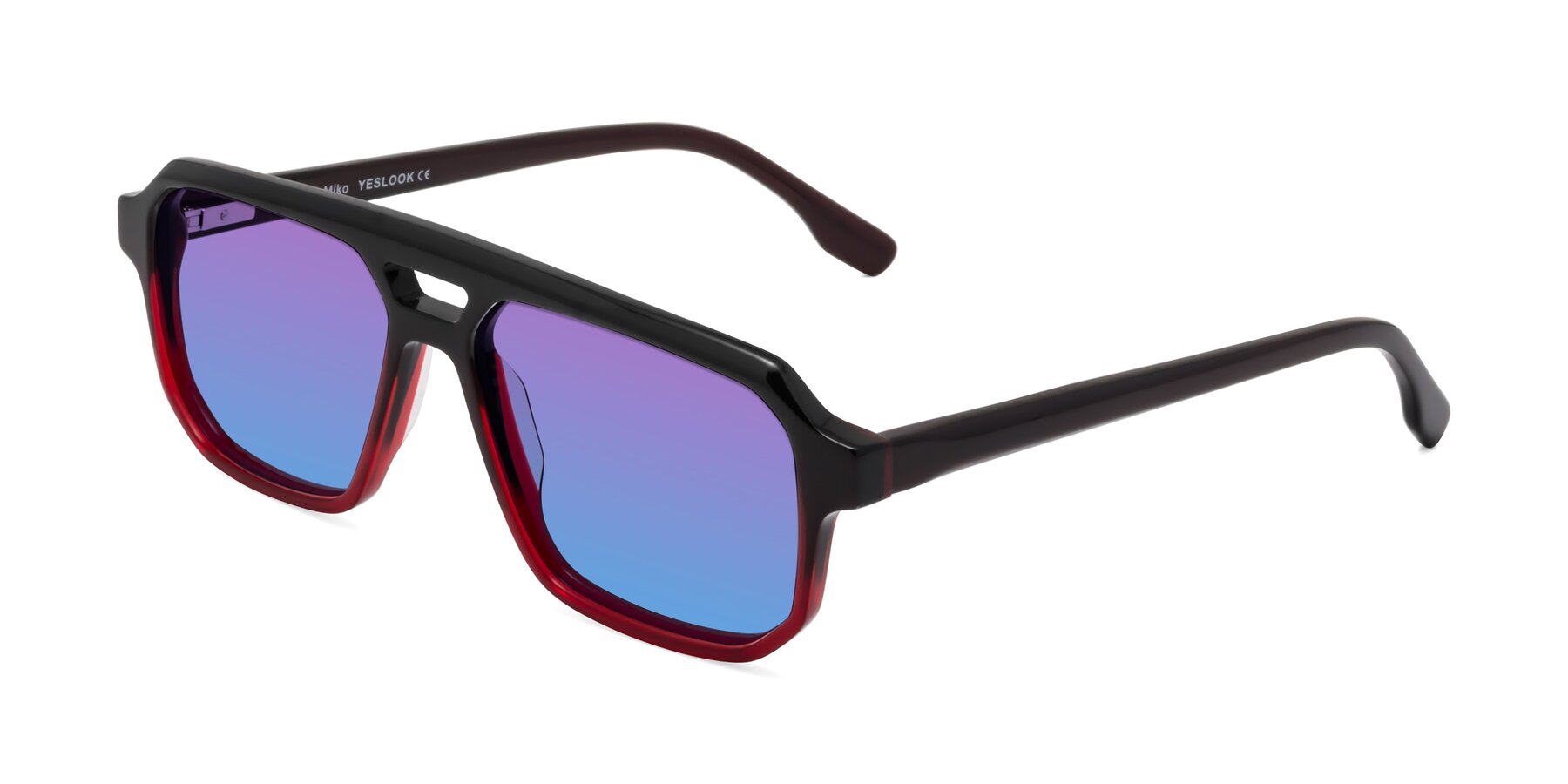 Angle of DeMiko in Gradient Wine with Purple / Blue Gradient Lenses