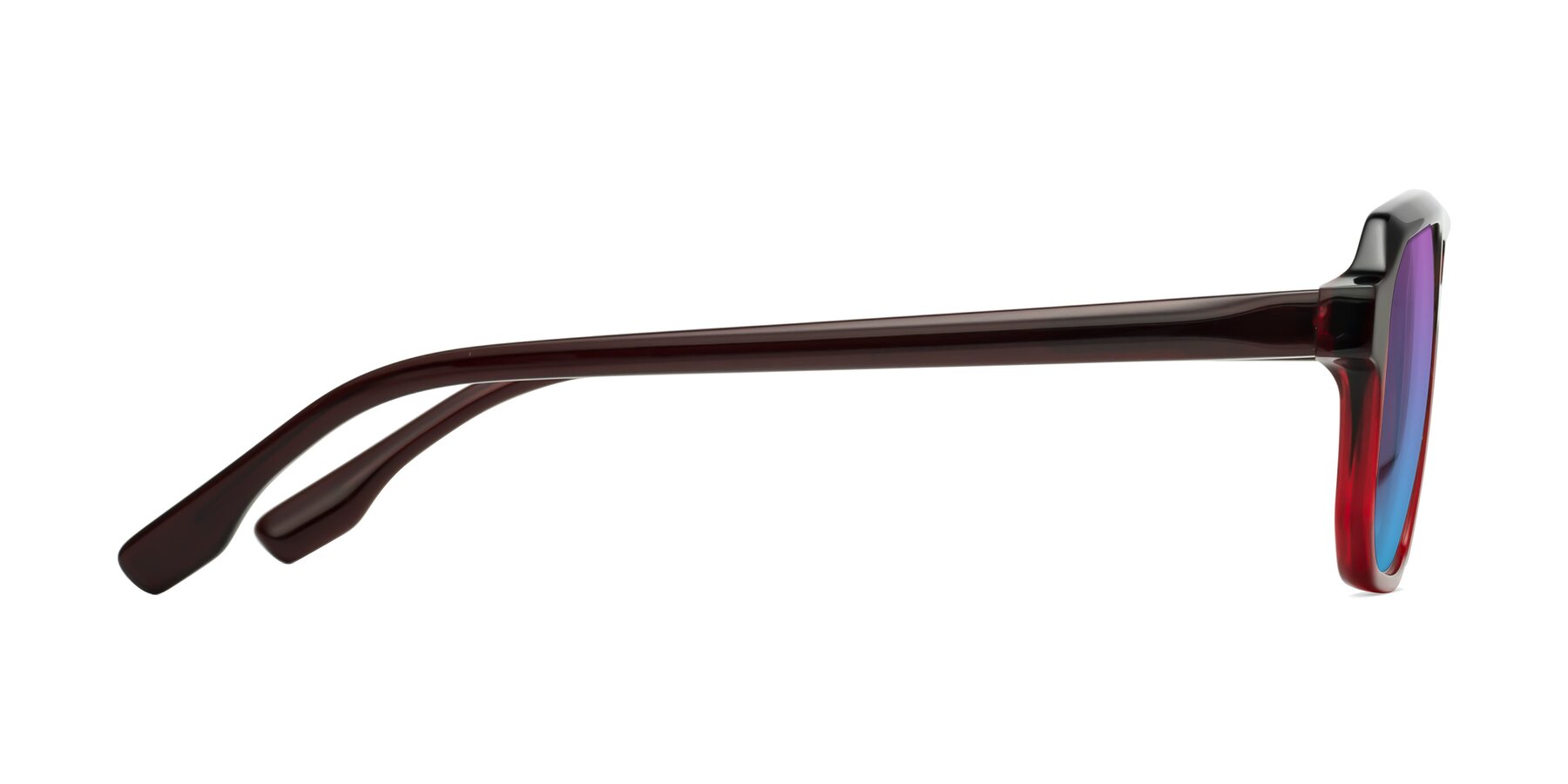 Side of DeMiko in Gradient Wine with Purple / Blue Gradient Lenses