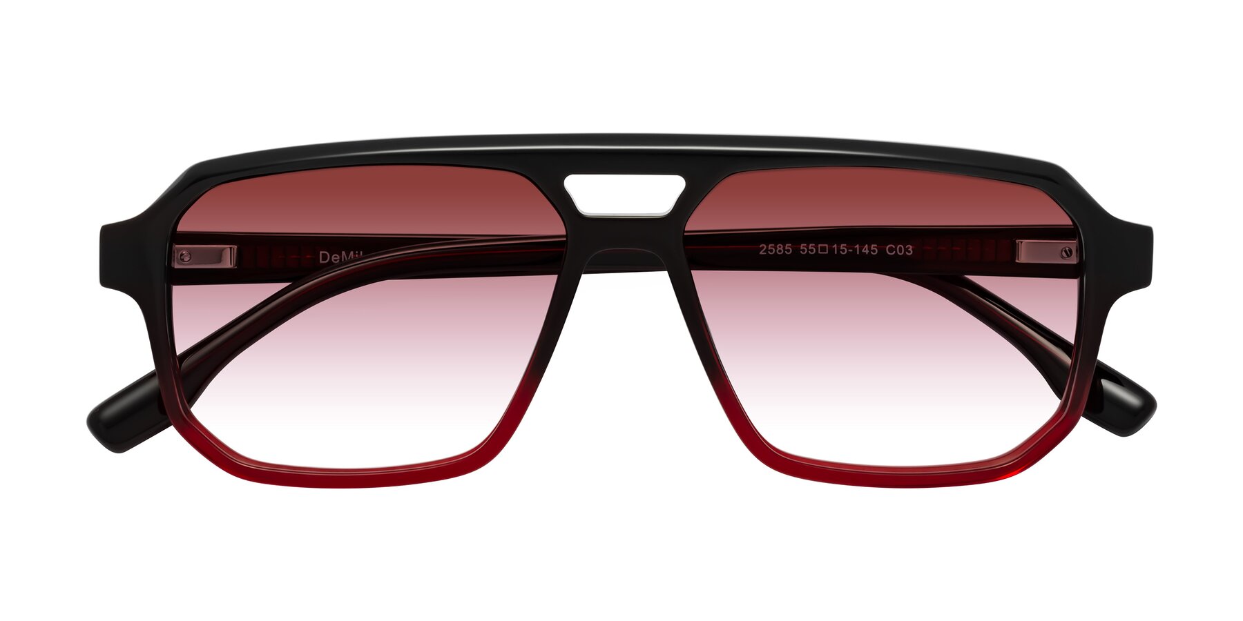 Folded Front of DeMiko in Gradient Wine with Garnet Gradient Lenses