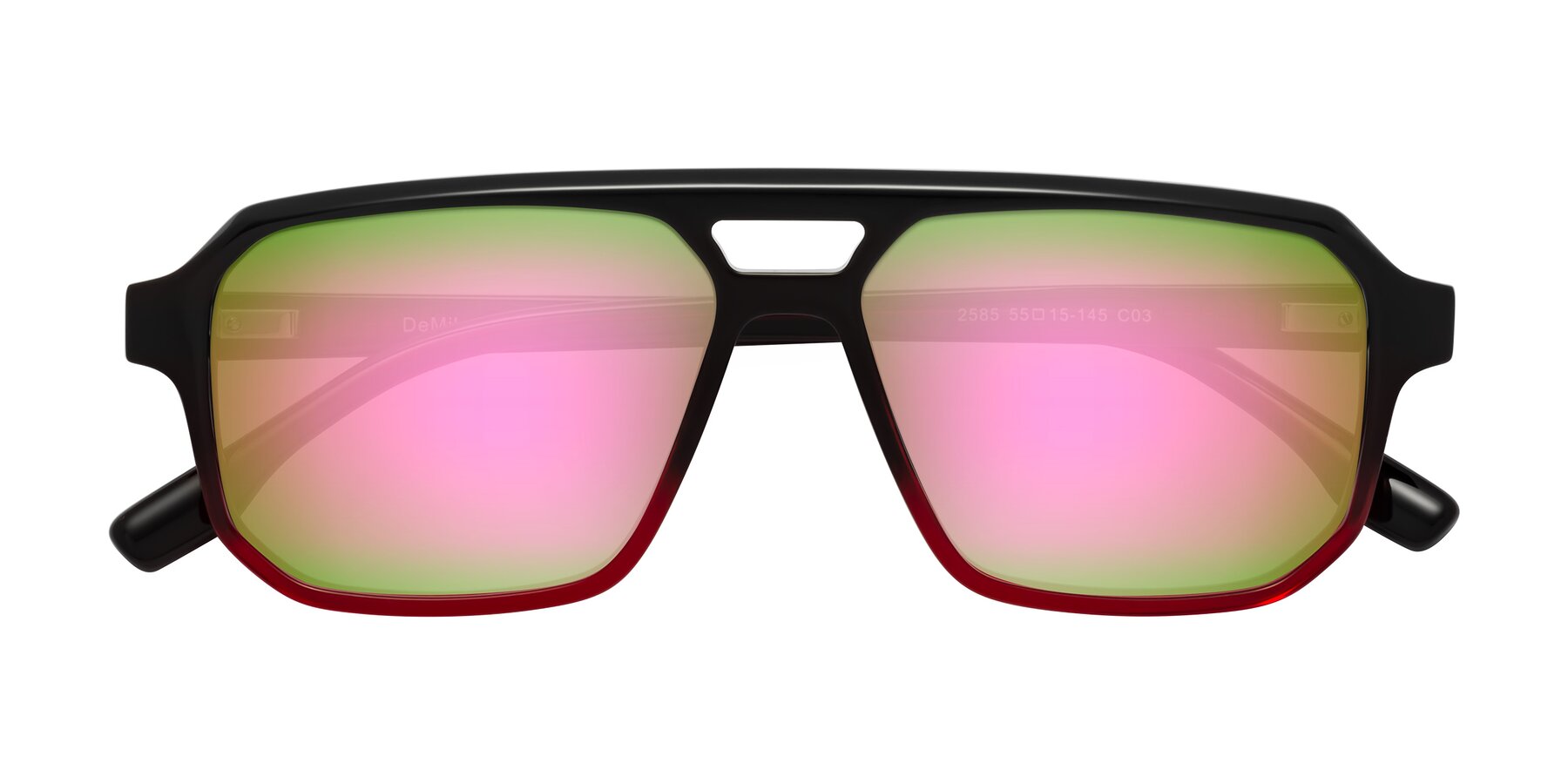 Folded Front of DeMiko in Gradient Wine with Pink Mirrored Lenses