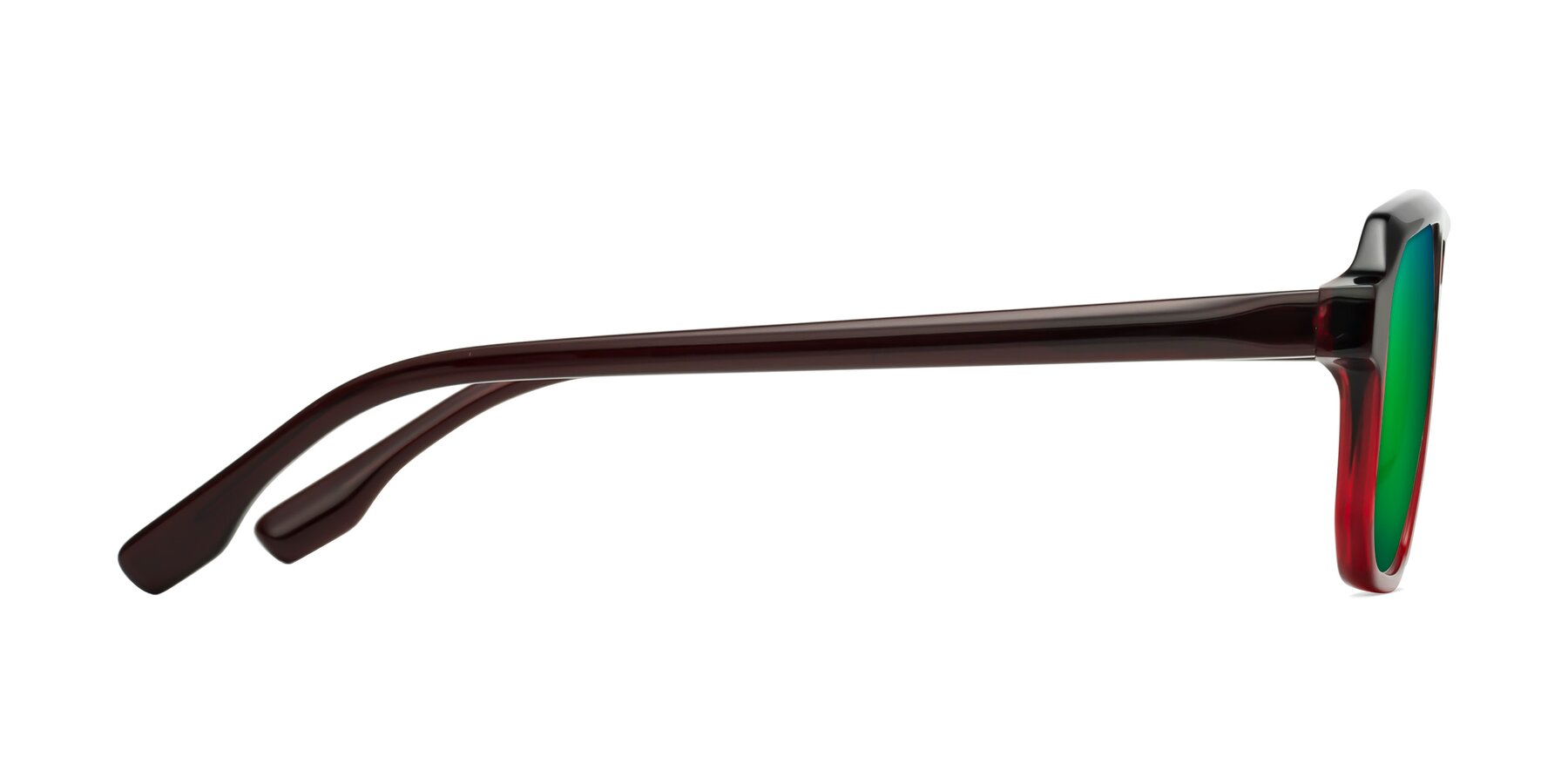 Side of DeMiko in Gradient Wine with Green Mirrored Lenses