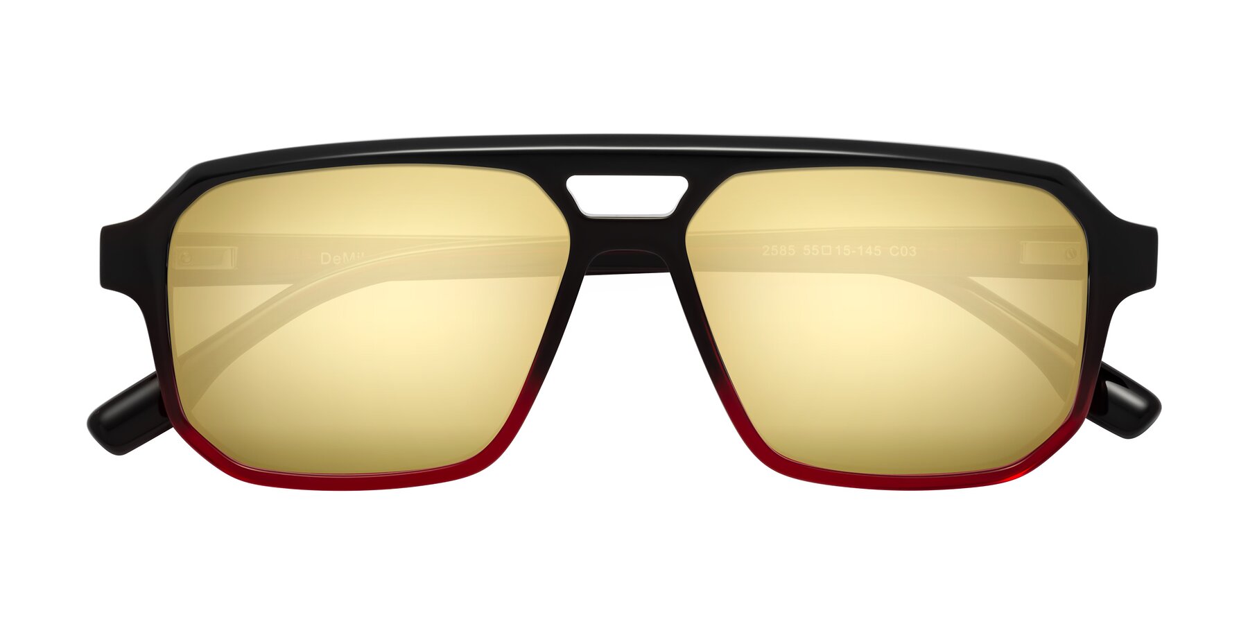 Folded Front of DeMiko in Gradient Wine with Gold Mirrored Lenses