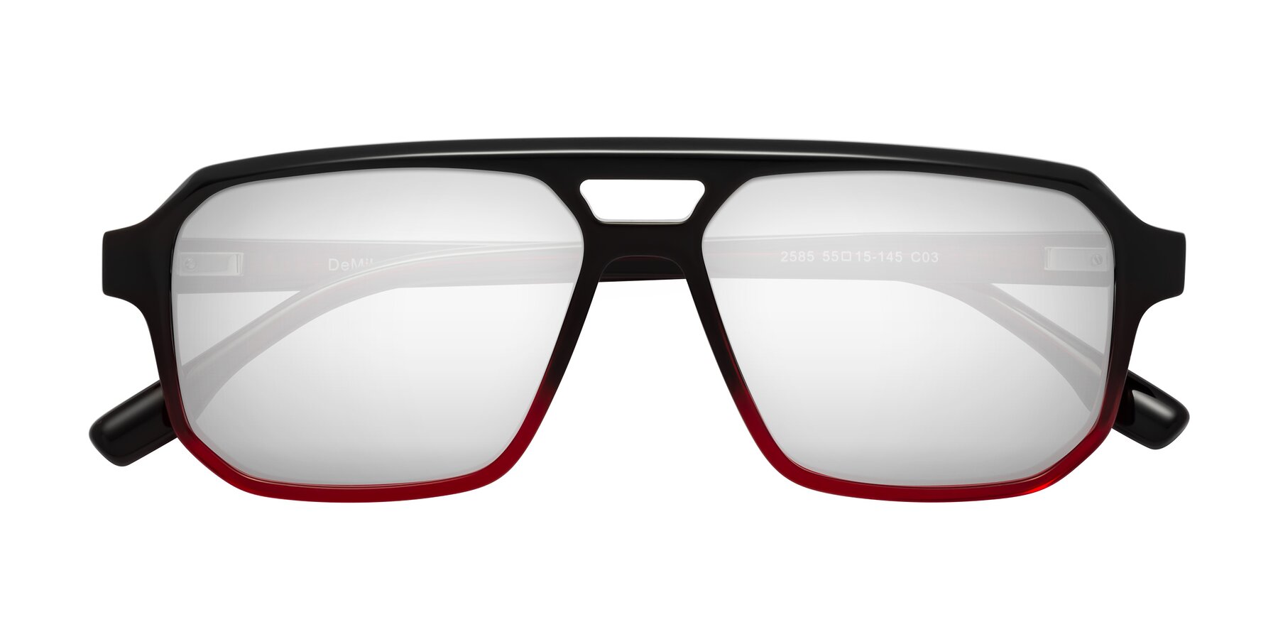 Folded Front of DeMiko in Gradient Wine with Silver Mirrored Lenses