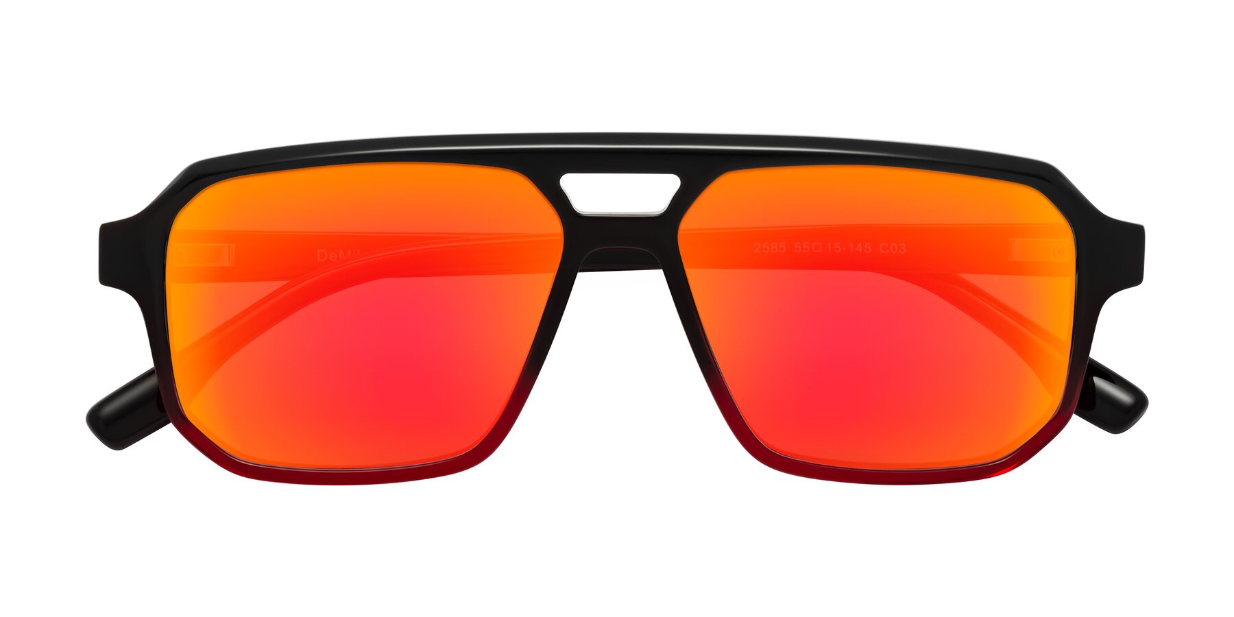 Folded Front of DeMiko in Gradient Wine with Red Gold Mirrored Lenses