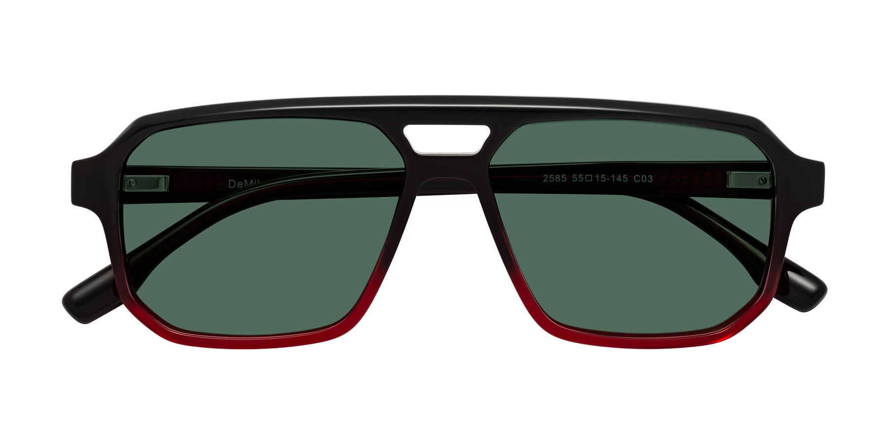 Folded Front of DeMiko in Gradient Wine with Green Polarized Lenses