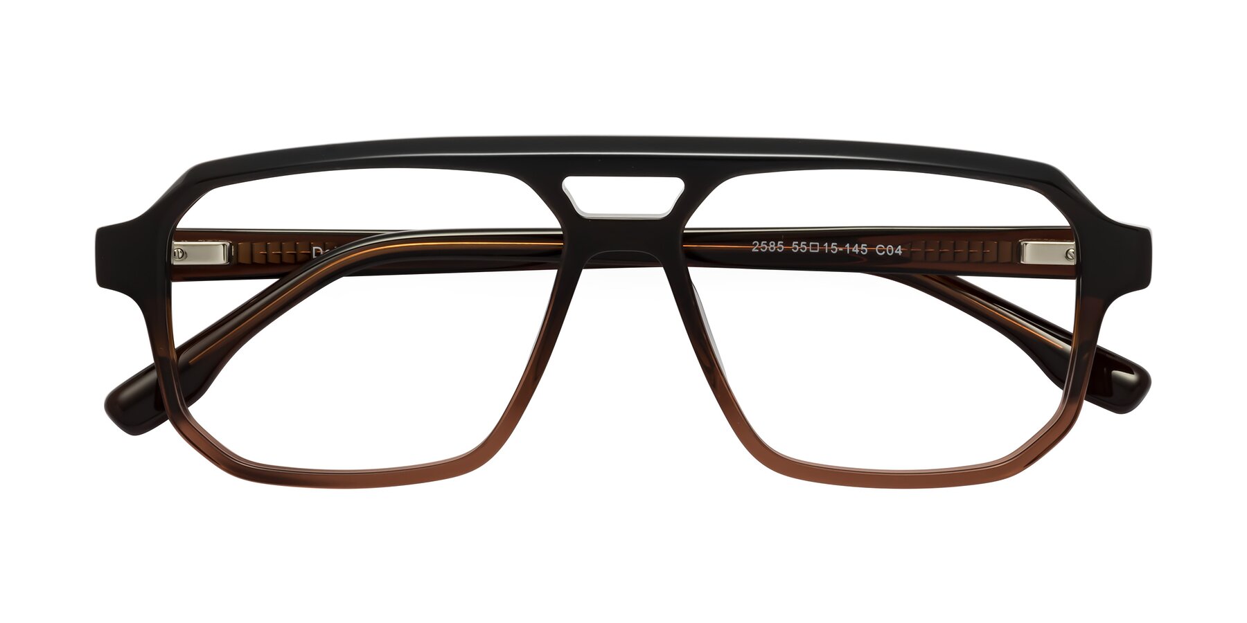 Folded Front of DeMiko in Gradient Brown with Clear Eyeglass Lenses