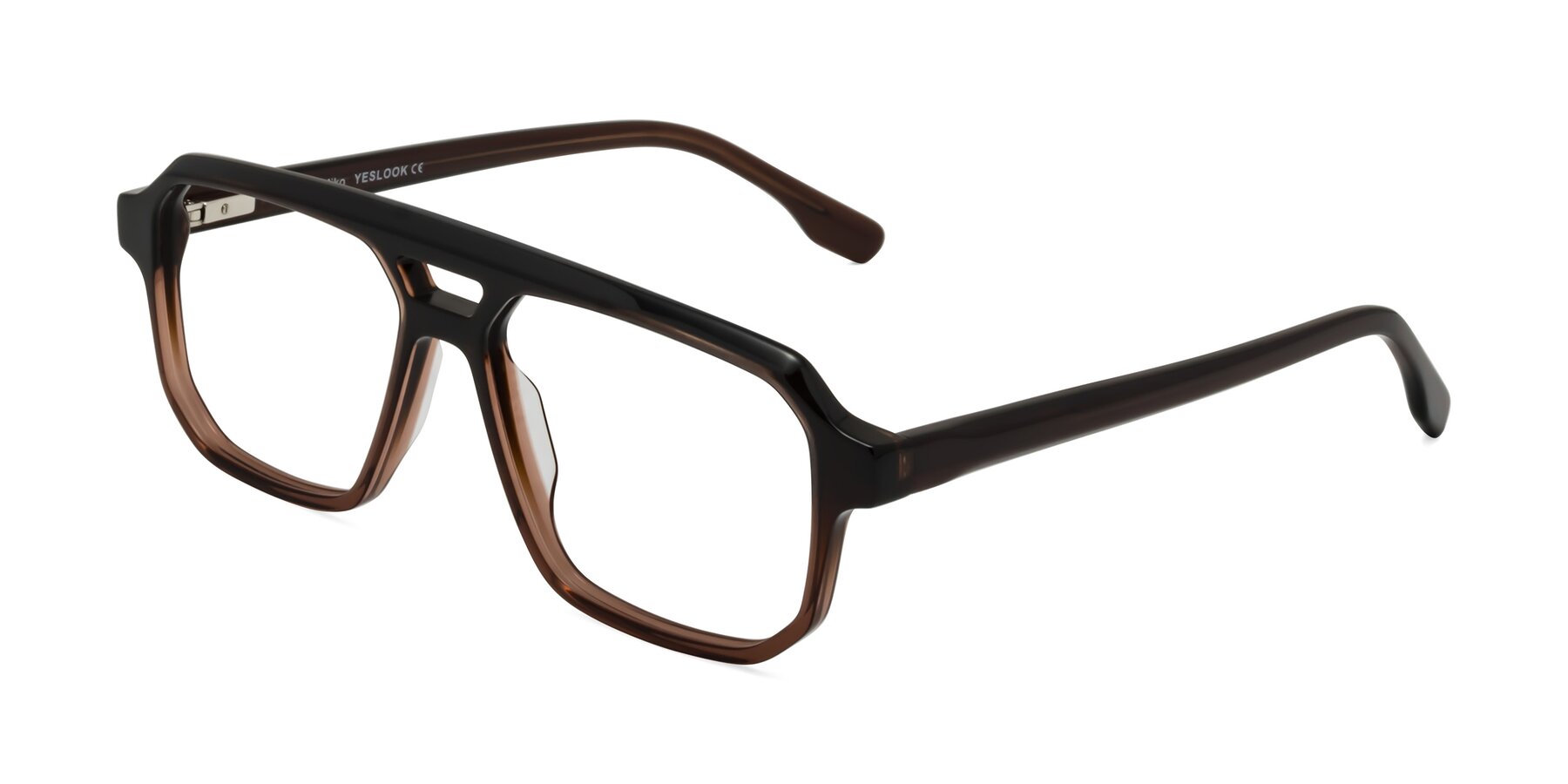 Angle of DeMiko in Gradient Brown with Clear Eyeglass Lenses