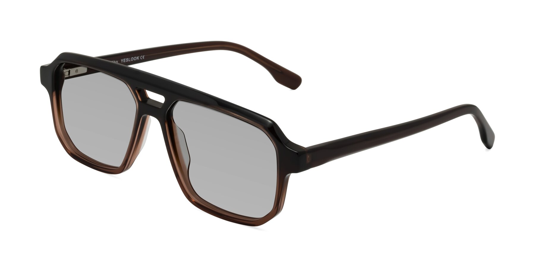 Angle of DeMiko in Gradient Brown with Light Gray Tinted Lenses