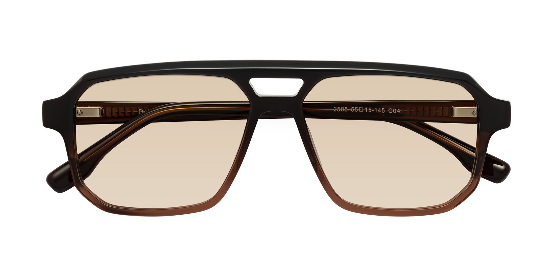 Folded Front of DeMiko in Gradient Brown with Light Brown Tinted Lenses