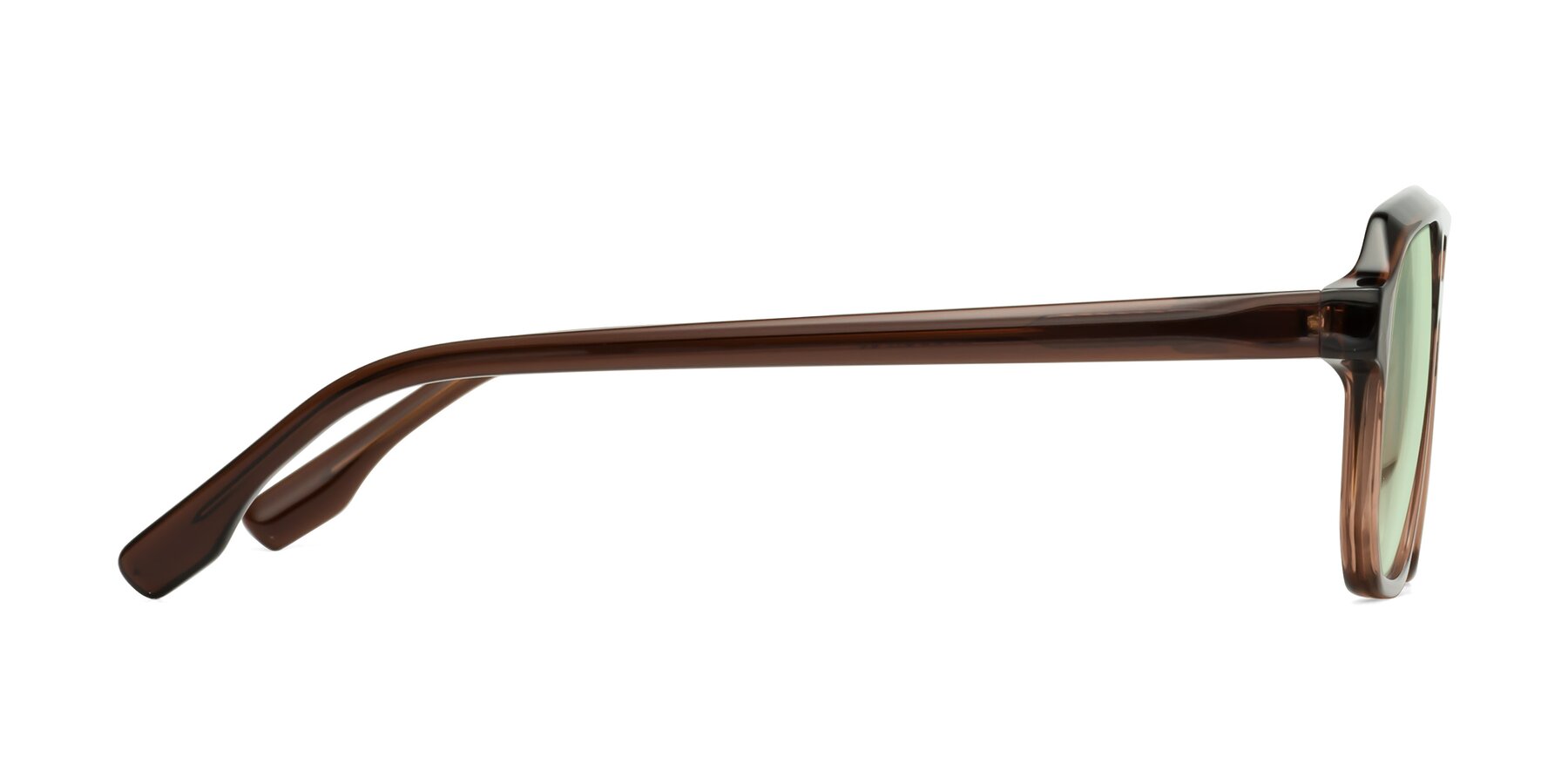 Side of DeMiko in Gradient Brown with Light Green Tinted Lenses