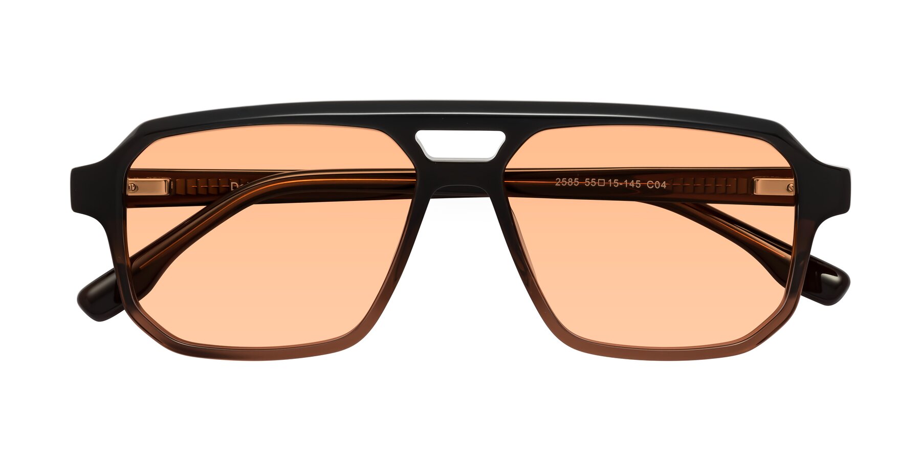 Folded Front of DeMiko in Gradient Brown with Light Orange Tinted Lenses