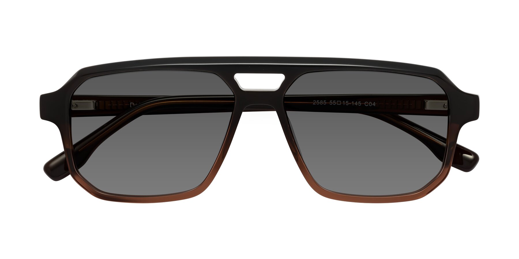 Folded Front of DeMiko in Gradient Brown with Medium Gray Tinted Lenses