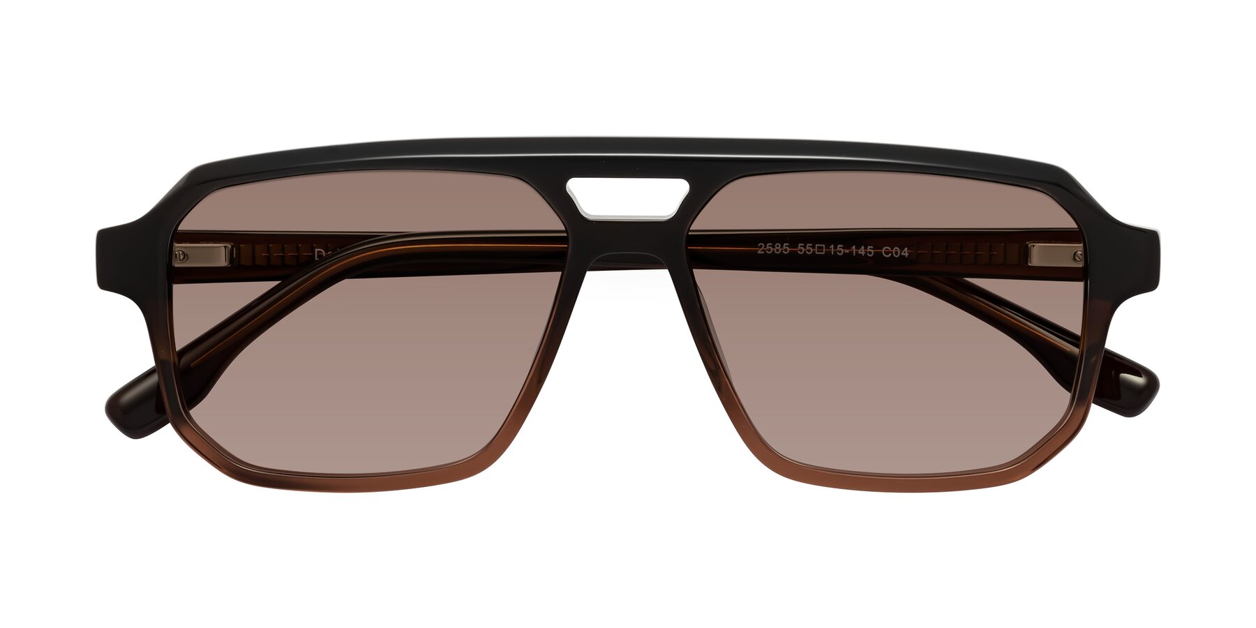 Folded Front of DeMiko in Gradient Brown with Medium Brown Tinted Lenses